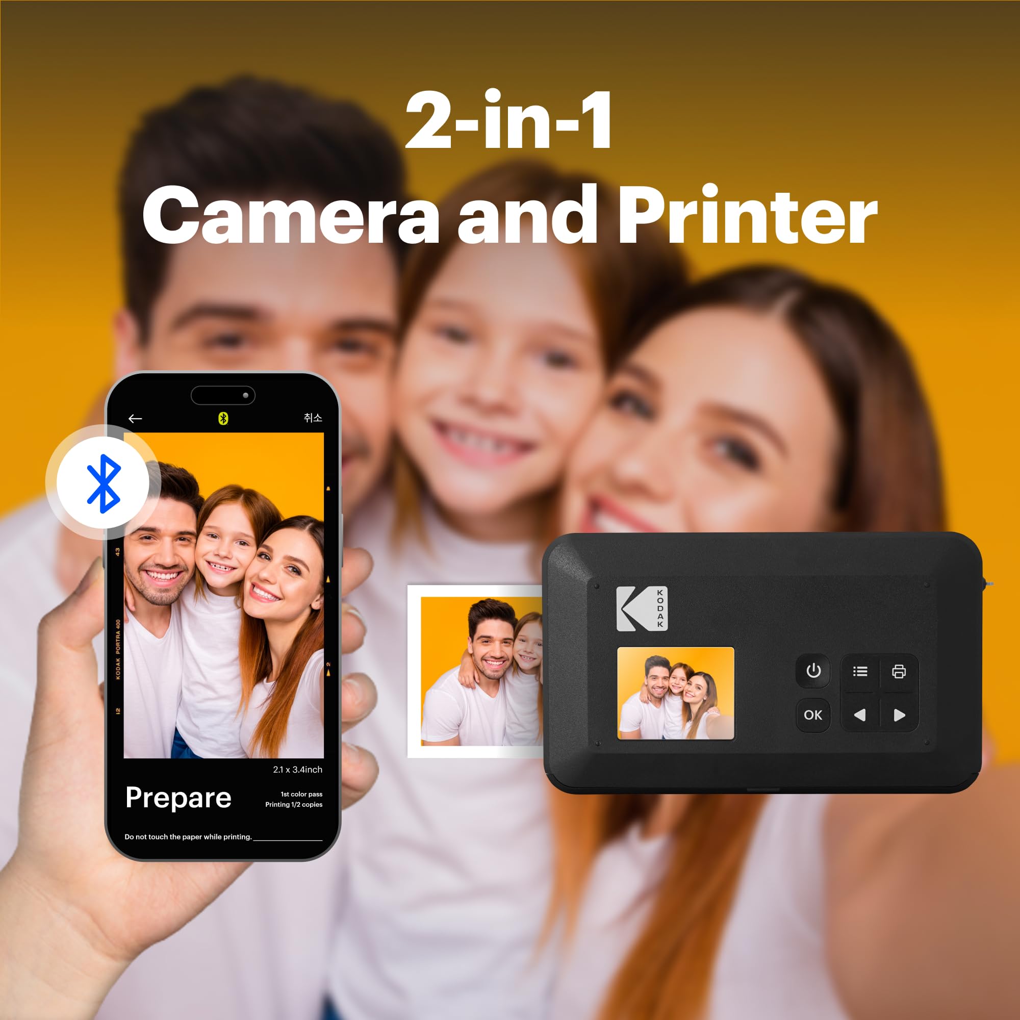 Kodak Mini Shot 2 Retro 4PASS 2-in-1 Instant Digital Camera and Photo Printer (2.1x3.4 inches) + 8 Sheets, White