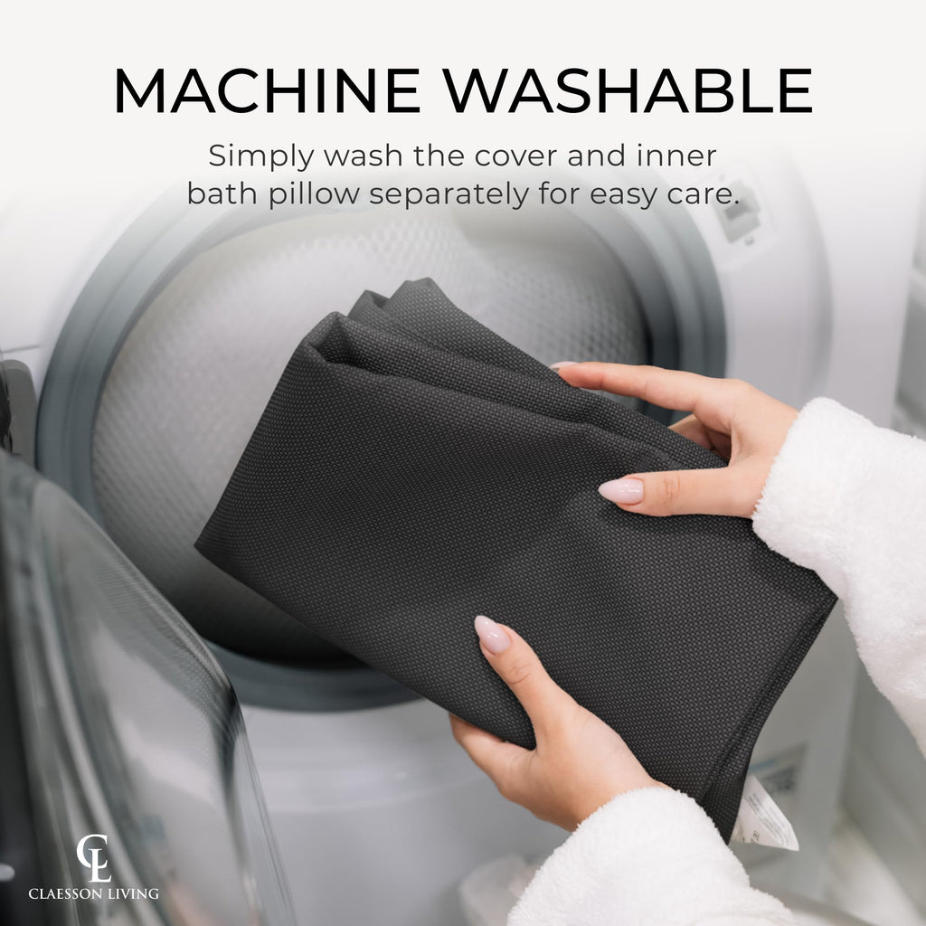 Luxury Bath Pillow for Tub - Thick and Comfortable Bathtub Pillow Support for Head and Neck and Back - Washable Quick-Drying Bath Pillows - Bath Cushion for Home Spa - Fits Any Bathtub - Dark Gray