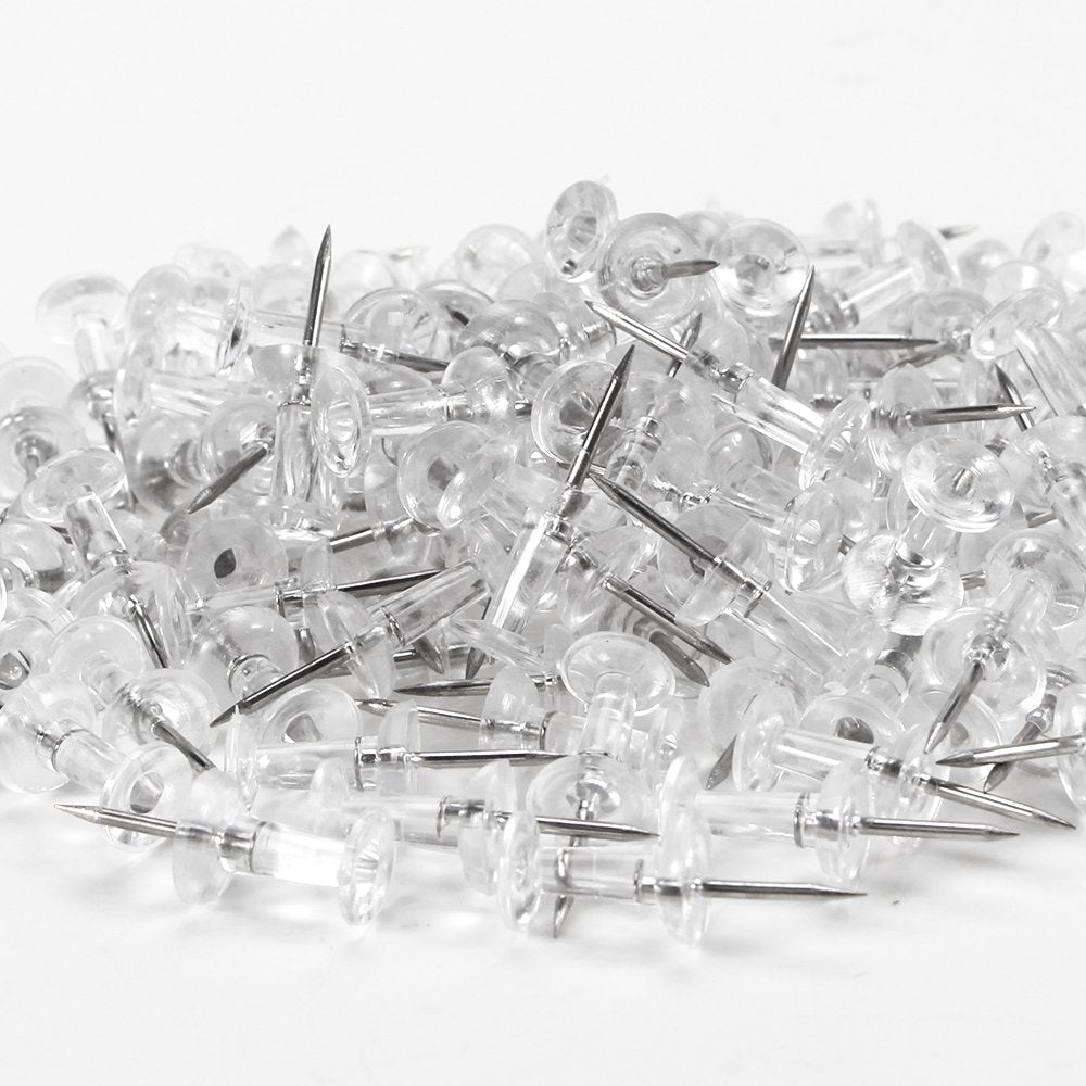 Push Pins 600 Count, Standard Clear Thumb Tacks Steel Point and Clear Plastic Head