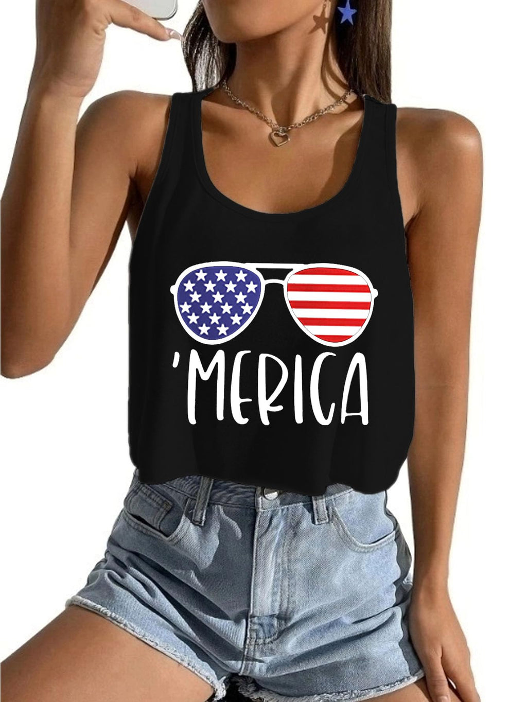 Women's Red White and Blue Shirts Patriotic Tops American Flag Graphic Crop Tops for Teen Girls