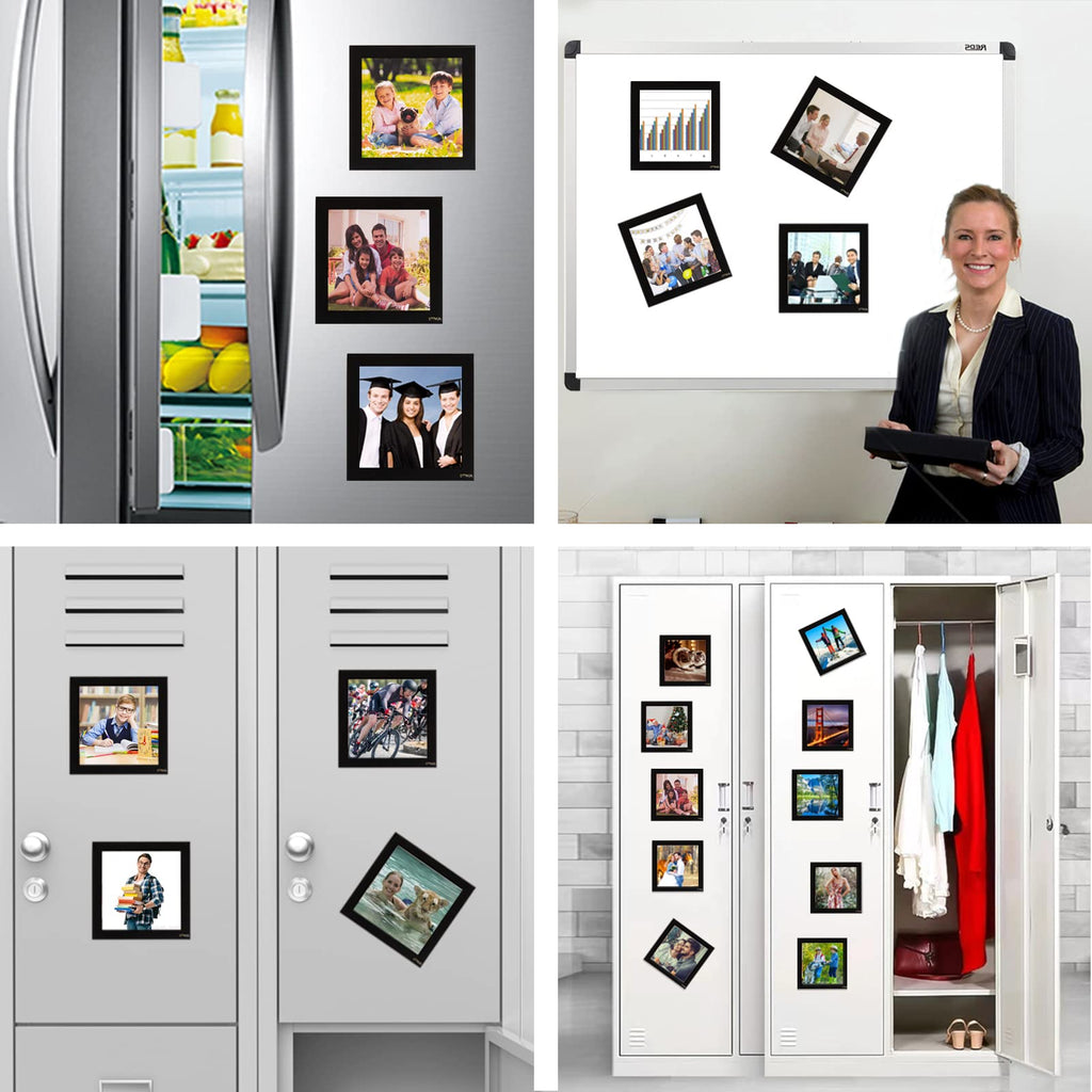 STTMGN Magnetic Picture Frames with Black Border(2.5"X3.5",12 Pack),Mini Wallet Size Magnet Photo Sleeves Pockets/Holder,Decorations for Home/Office/School/Classroom/Party