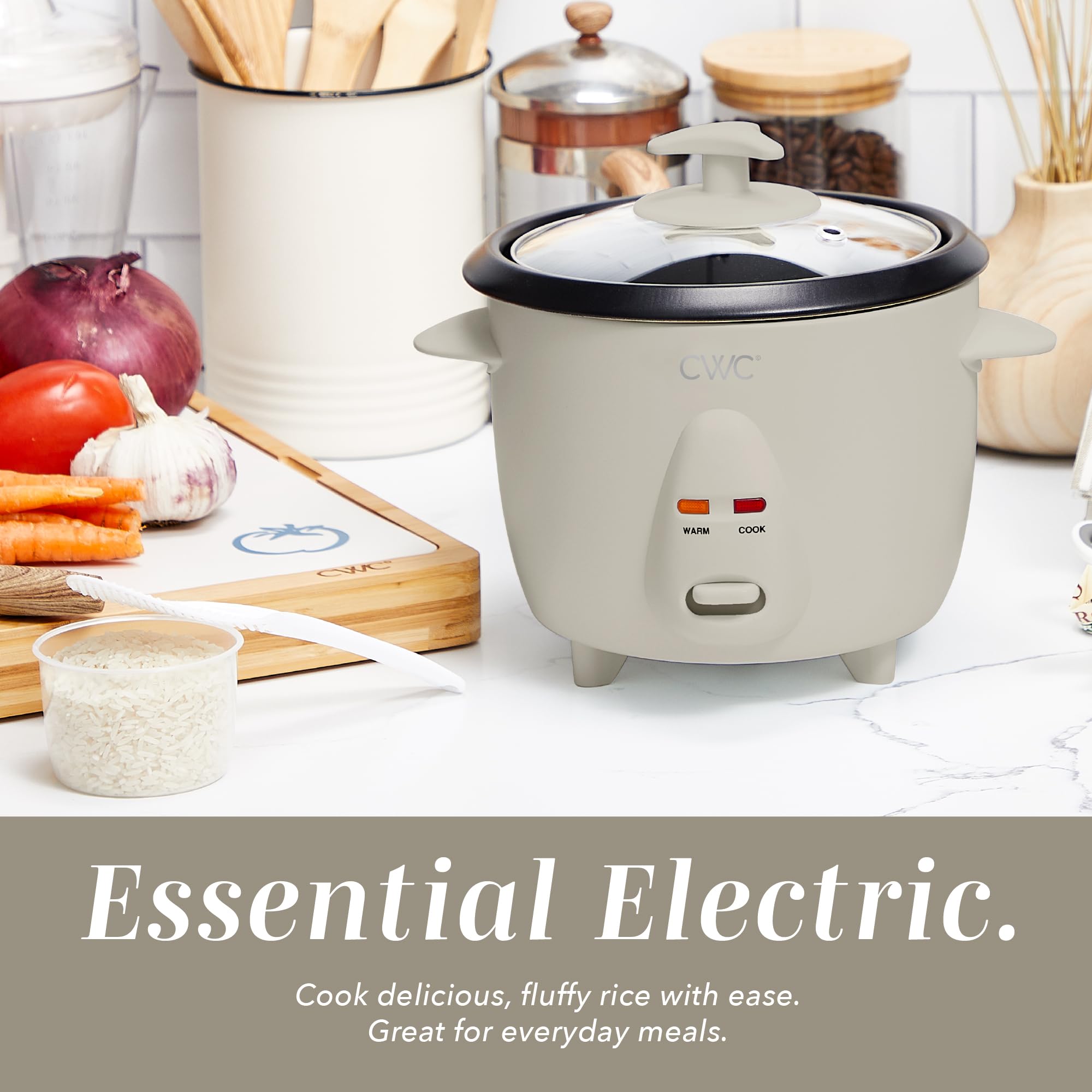 COOK WITH COLOR 6 Cup Rice Cooker 300W - Effortless Cooking and Perfectly, Cooks 3 Cups of Raw Rice for 6 Cups of Cooked Rice, Floral Blue