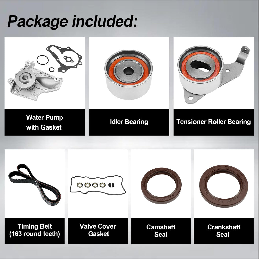 Engine Timing Belt Kit with Water Pump | Compatible With 1987-2001 Toyota Camry Celica RAV4 MR2 Solara 2.0L 2.2L 3SFE 5SFE L4 DOHC 16V | Replaces# TBK138, TCKWP199