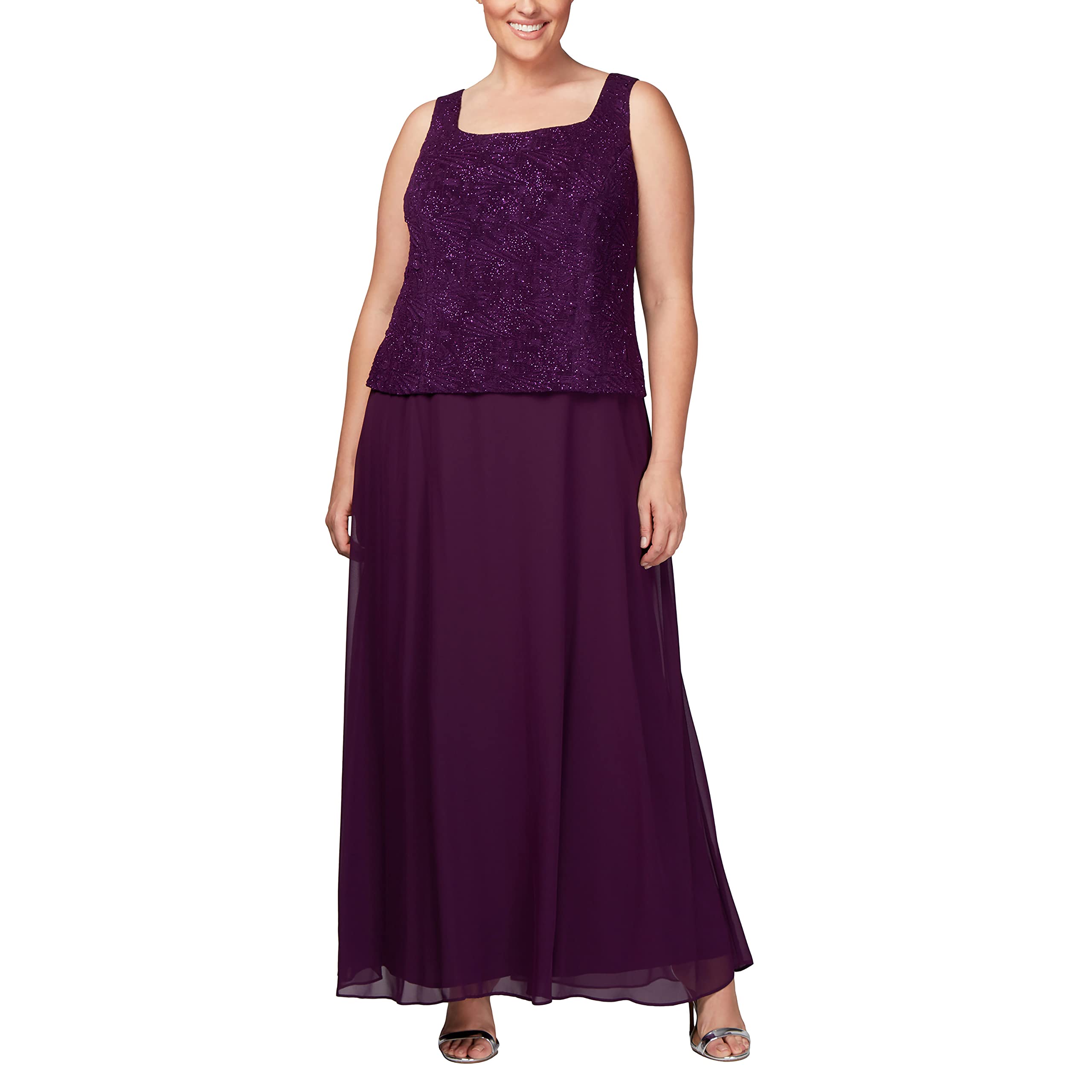 Alex Evenings Womens Long Dress with Mandarin Neckline Jacket