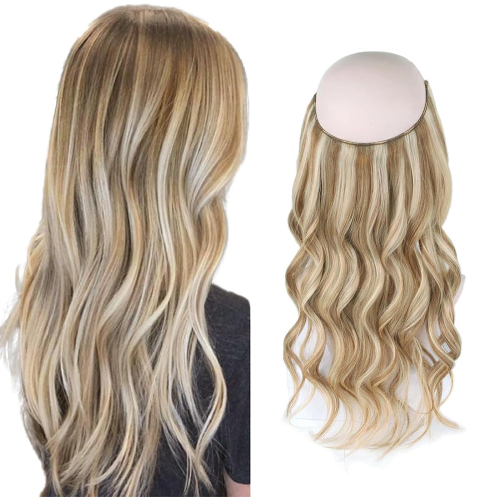 Sassina Invisible Wire Hair Extensions Real Human Hair with Transparent Wire Adjustable Size Secure Clips Natural Straight Secret Miracle Hairpiece, #1 Jet Black 12 Inch 70 Gram