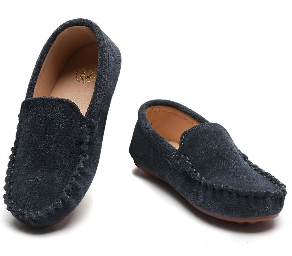 DADAWEN Toddler Little Kid Boys Girls Soft Suede Leather Slip On Flat Boat Dress Shoes Wedding Church Oxford Shoes Loafers