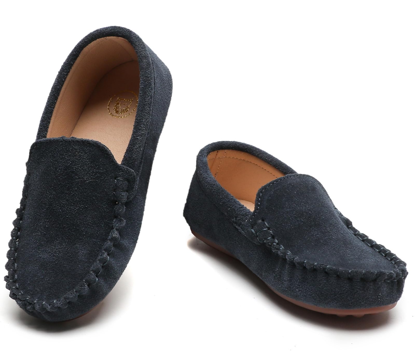 DADAWEN Toddler Little Kid Boys Girls Soft Suede Leather Slip On Flat Boat Dress Shoes Wedding Church Oxford Shoes Loafers