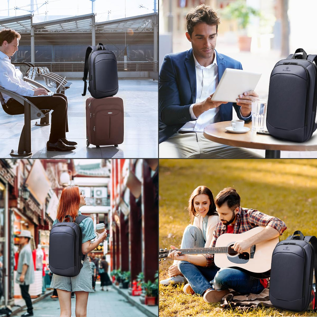 hk Business Backpack for Men 15.6 Inch,Slim & Expandable Waterproof Travel Laptop Backpack, Anti-Theft Lightweight Work Computer Bag, College Laptop Backpacks Gifts for Men Women-Black