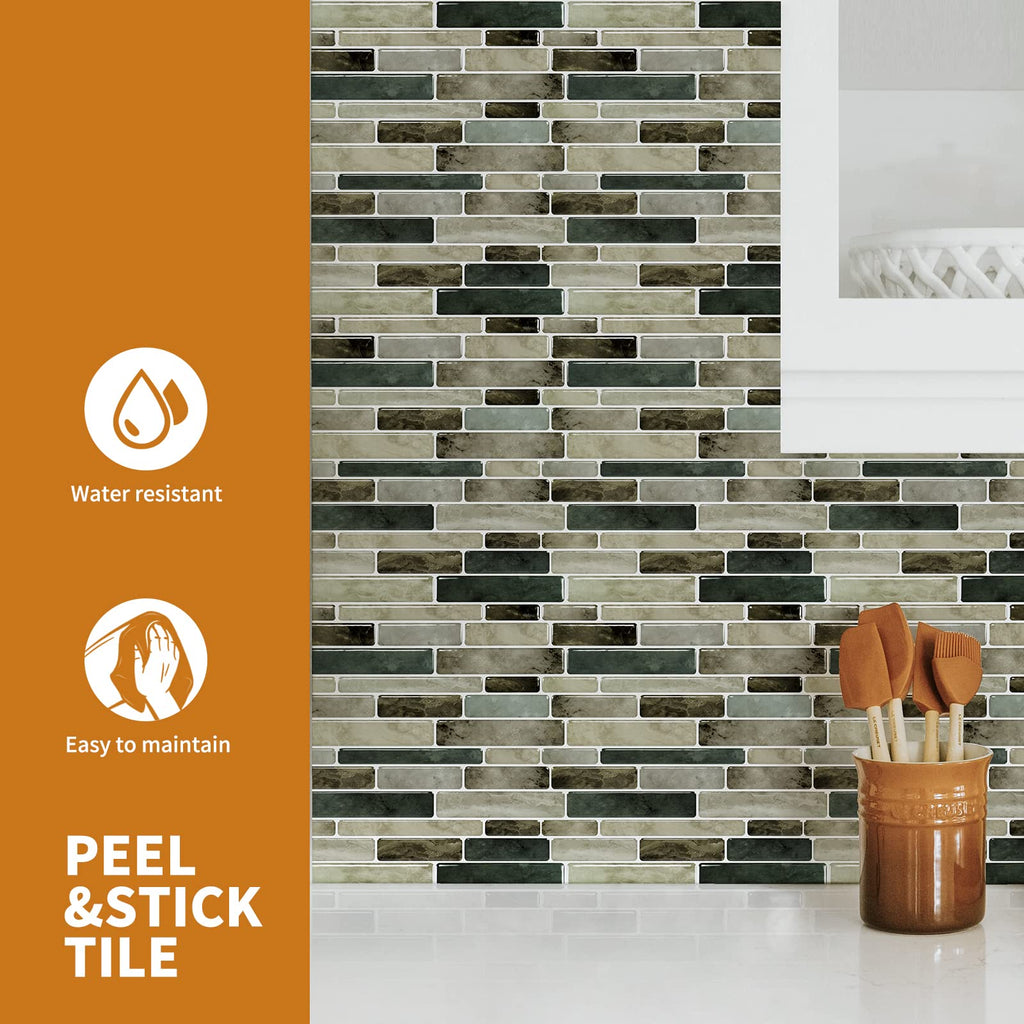 WOWSTAR 10-Sheet Peel and Stick Backsplash Tile for Kitchen, Back Splash Stick On Tiles for Kitchen Wall (Sand)