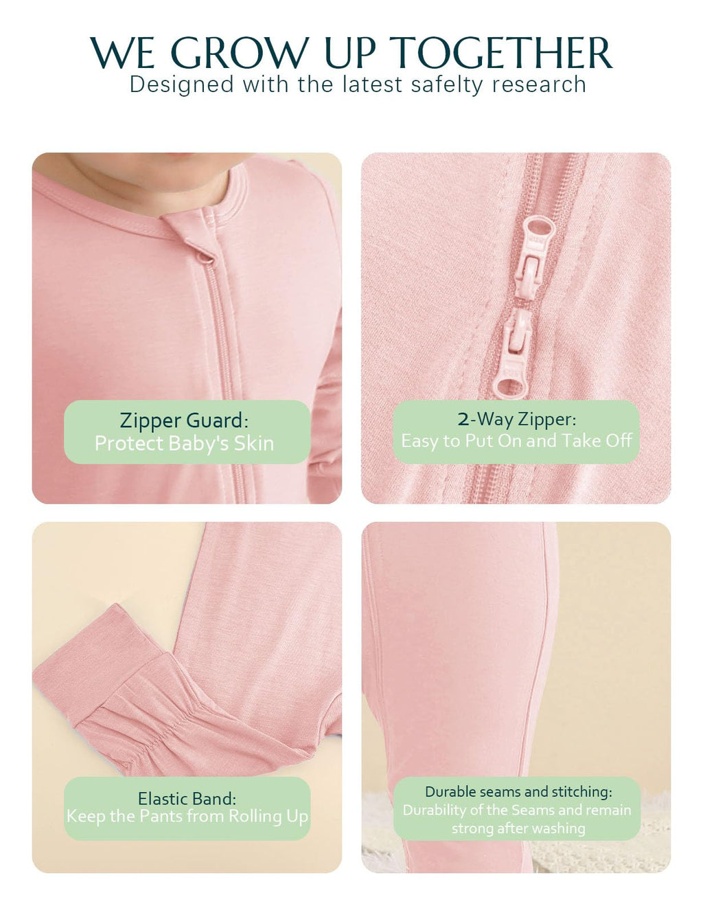 Jimonda Baby Footless Pajamas,Two Zip Closure Long Sleeve Romper,Infant Clothes Pjs 4 Pcs