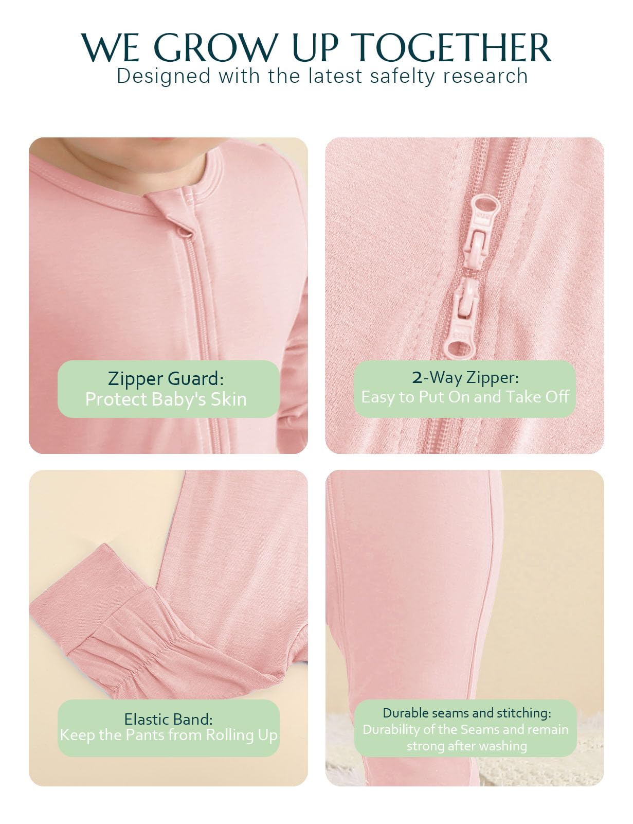 Jimonda Baby Footless Pajamas,Two Zip Closure Long Sleeve Romper,Infant Clothes Pjs 4 Pcs