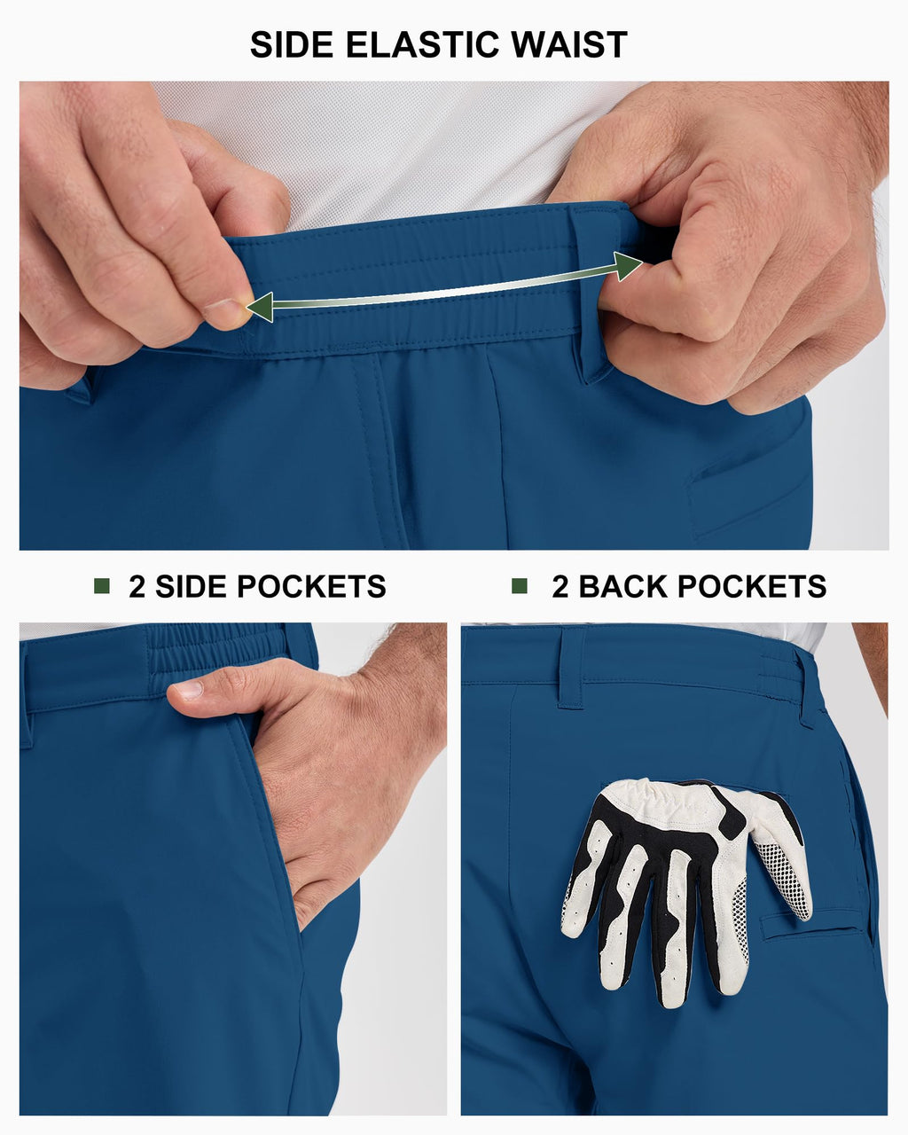 33,000ft Men's Golf Shorts 9" Dry Fit Stretch Golf Short UPF 50+ Lightweight Flat Front Golf Shorts with Pockets