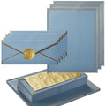 50 Pack Stationery Set with Envelopes, Cream Color, 8.5x11 Inches | Gold Border, #10 Business Envelopes and 8.5x11 Paper Sheets, Stickers for Letter Writing, Invitations