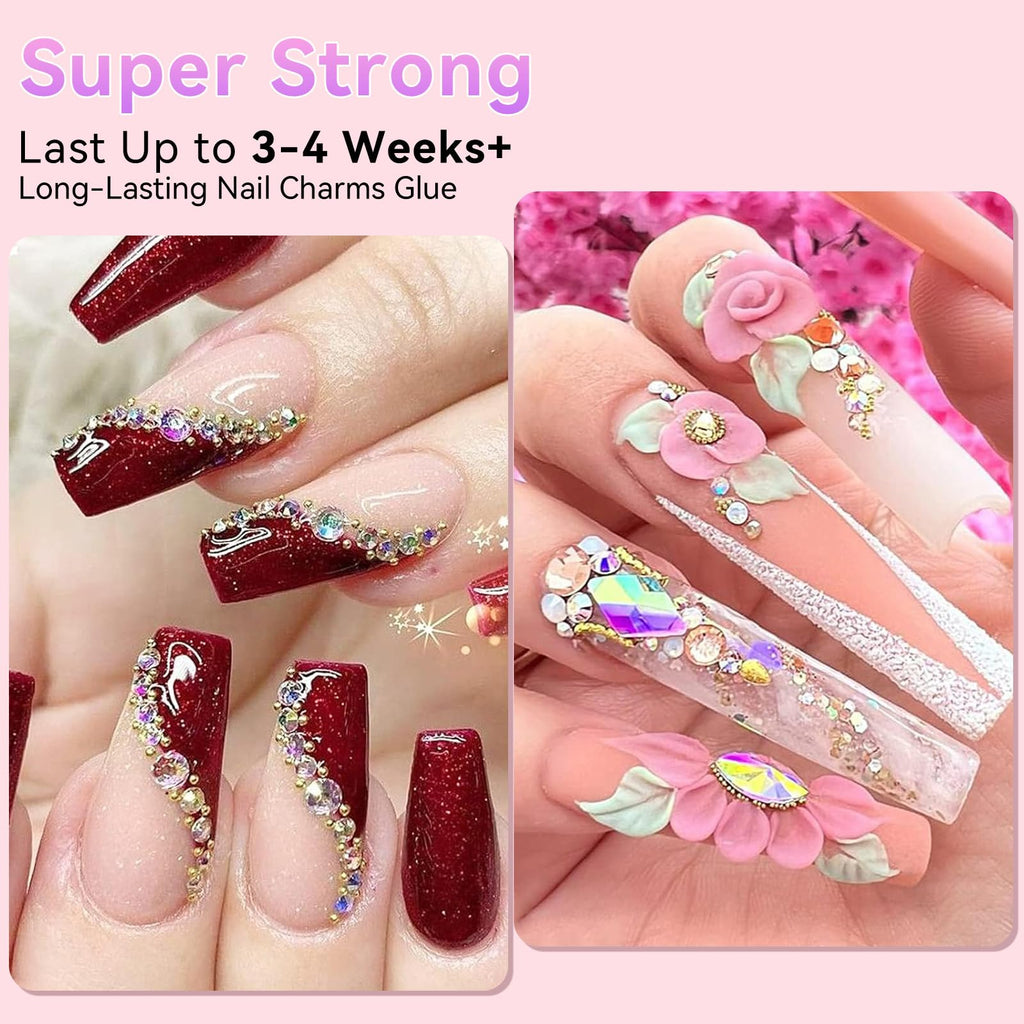 Makartt Rhinestone Glue for Nails: Super Strong Gel Nail Glue for Nail Charms Gems Decorations, 3D Gel Nail Art Bling Jewel Diamonds for Salon & DIY Manicure, 30ML UV Lamp Cured Need Beauty Gifts