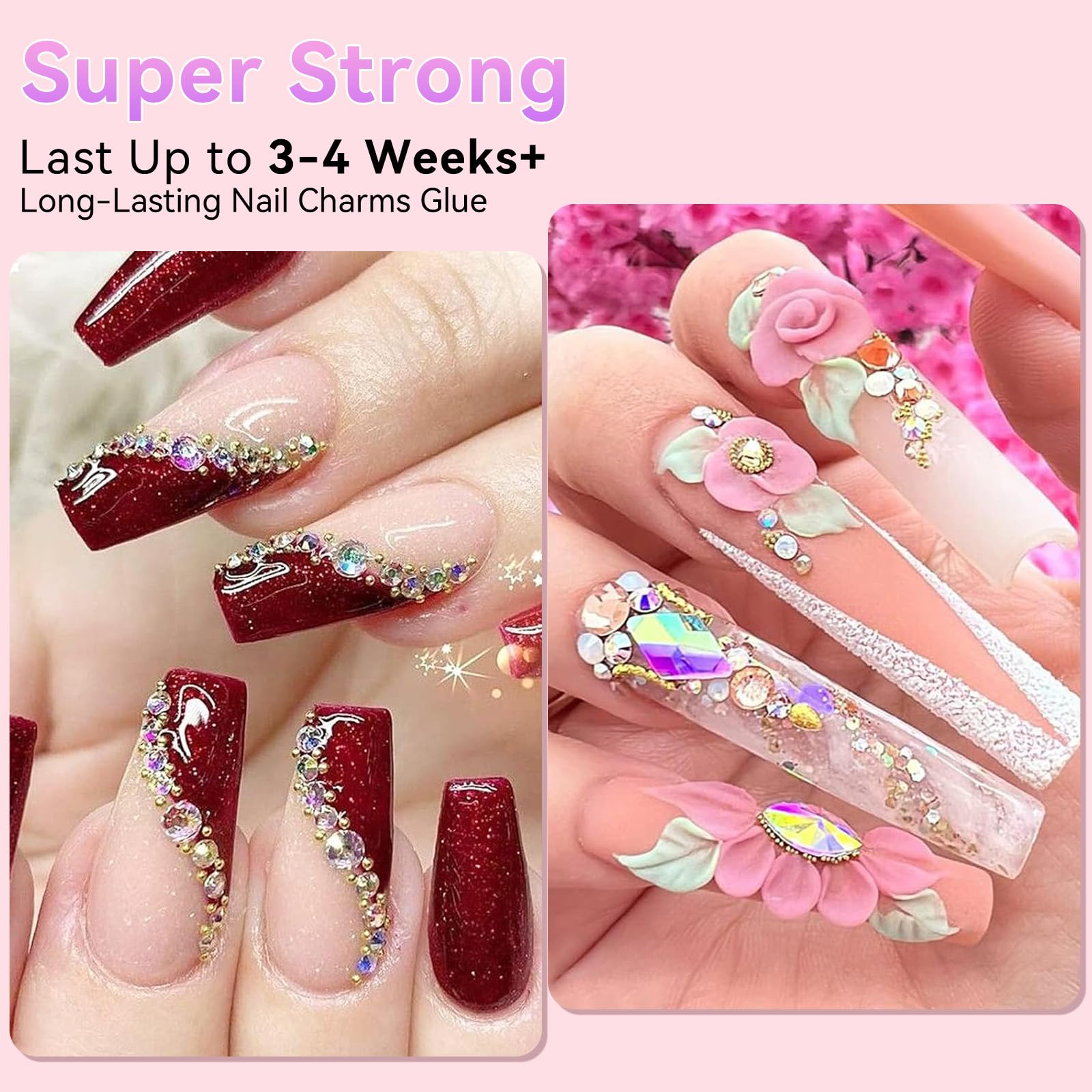 Makartt Rhinestone Glue for Nails: Super Strong Gel Nail Glue for Nail Charms Gems Decorations, 3D Gel Nail Art Bling Jewel Diamonds for Salon & DIY Manicure, 30ML UV Lamp Cured Need Beauty Gifts