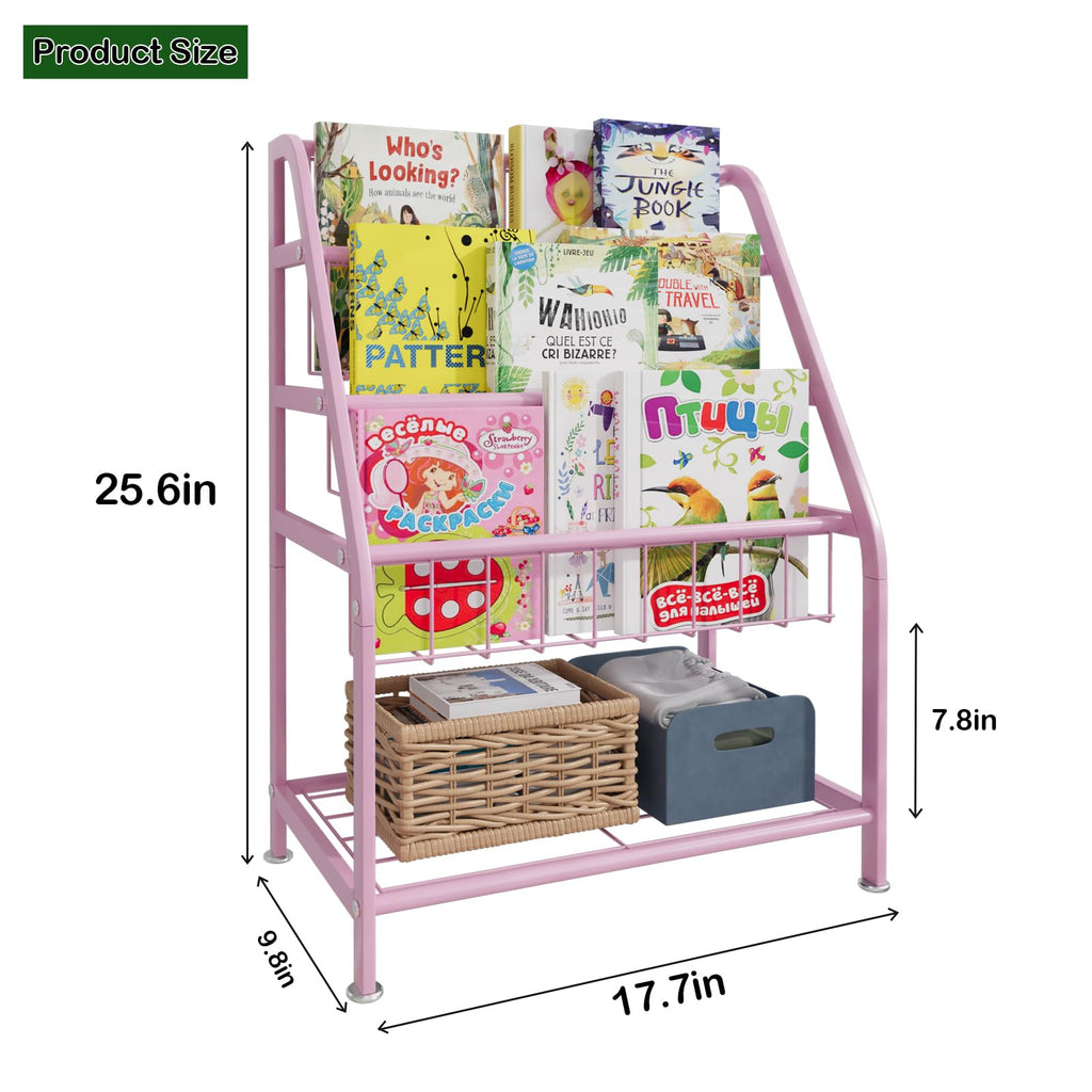 aboxoo Metal Kids Bookshelf Black Large Freestanding for Children Room 32 in Toy Organizer Large Stable Bookcase Bookstore Library Book Unit Storage Kids Bed Living Room