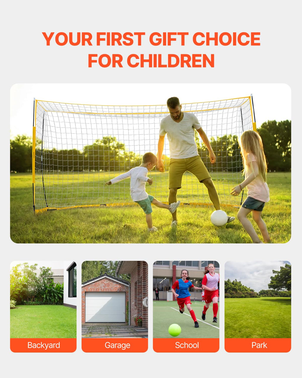 VEVOR Portable Soccer Goal, 12 x 6 ft Large Practice Soccer Net, Steel Fiberglass Structure Training Goal Set with Carry Bag, All-Weather Outdoor Use, for Backyards, Parks, School Fields