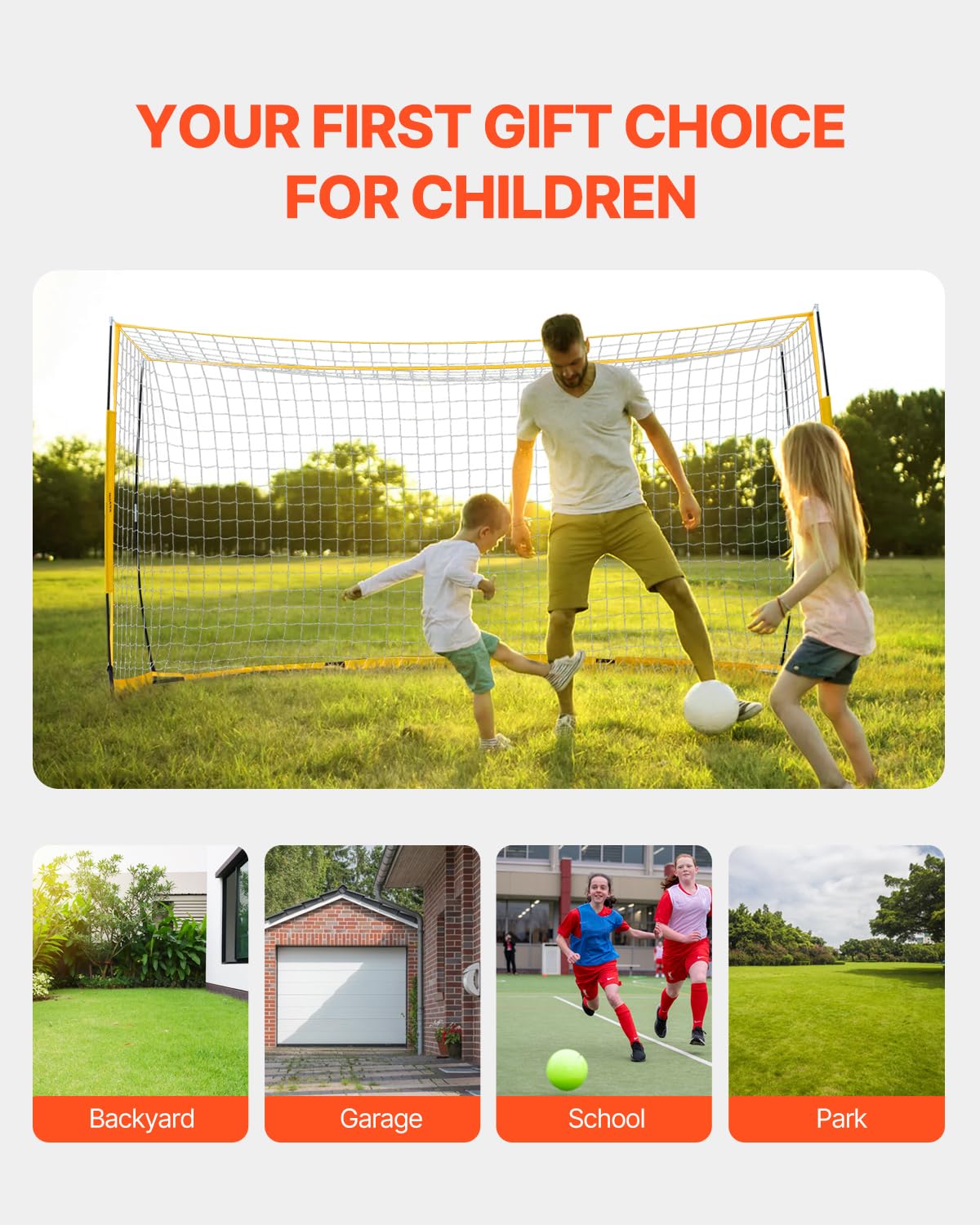 VEVOR Portable Soccer Goal, 12 x 6 ft Large Practice Soccer Net, Steel Fiberglass Structure Training Goal Set with Carry Bag, All-Weather Outdoor Use, for Backyards, Parks, School Fields
