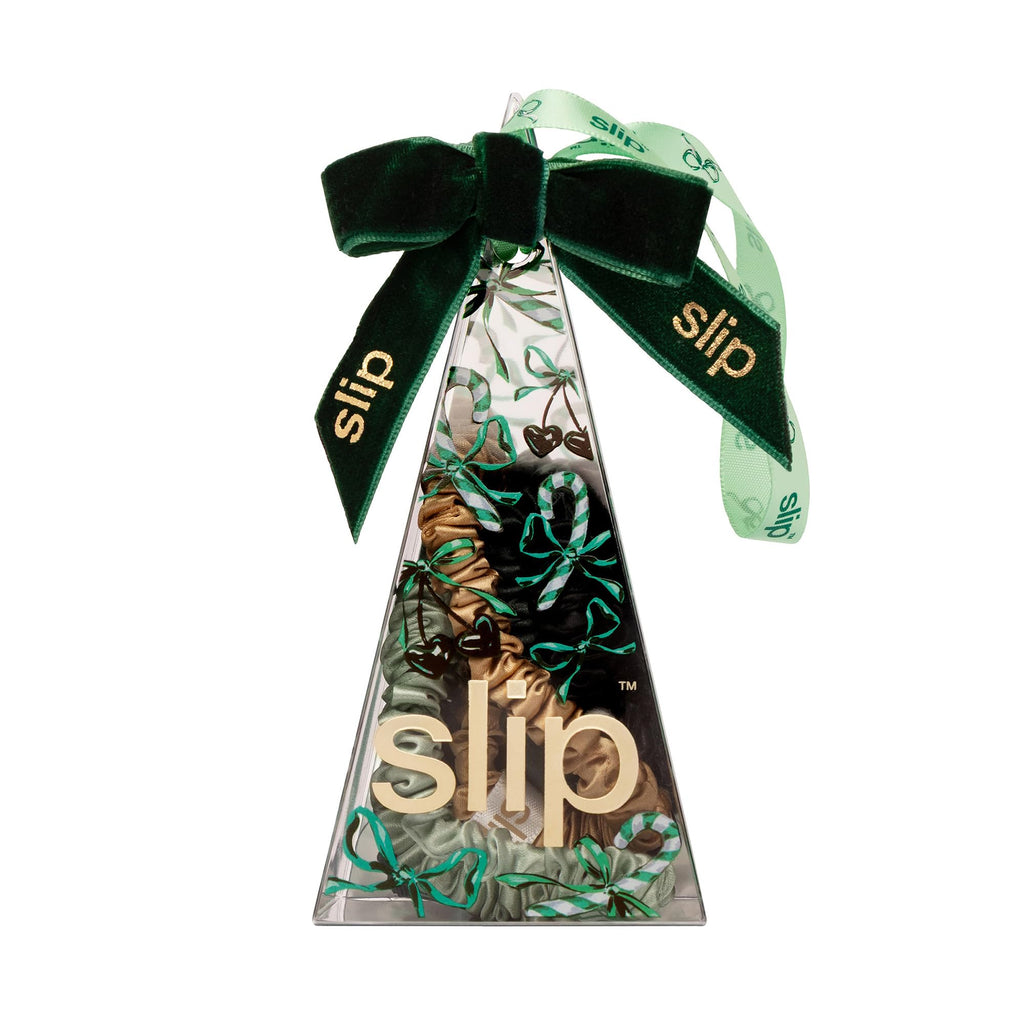 Slip Silk Hair Ties — Skinny Silk Auburn Scrunchies, No Damage, No Crease, Anti-Breakage |100% Mulberry Silk | All Hair Types | Made with Proprietary Slipsilk™ | Set of 4
