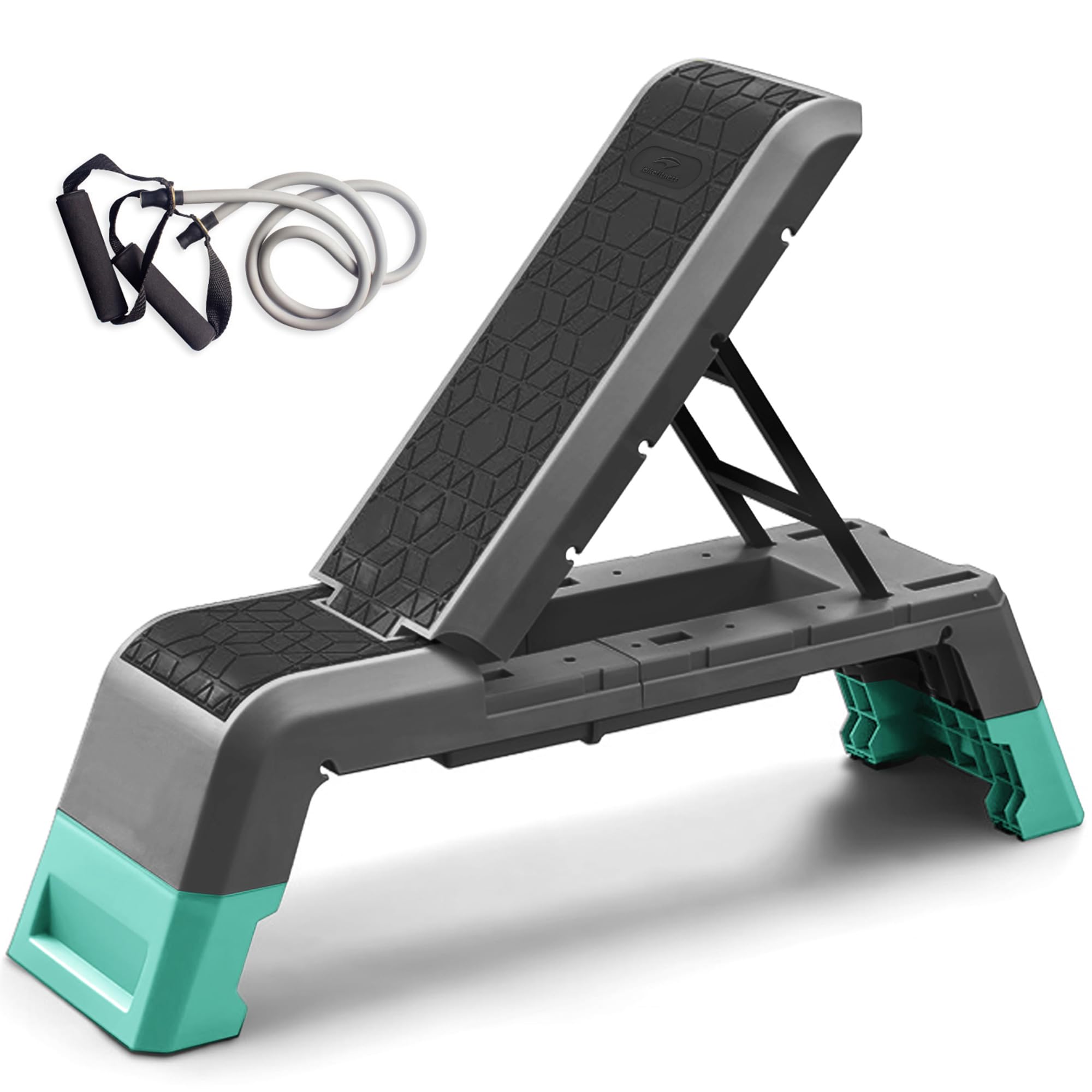 leikefitness Exercise Step Platform, Multifunctional Aerobic Deck with Cord and Adjustable Dumbbell & Weight Bench, Fitness Equipment for Workout Home Gym
