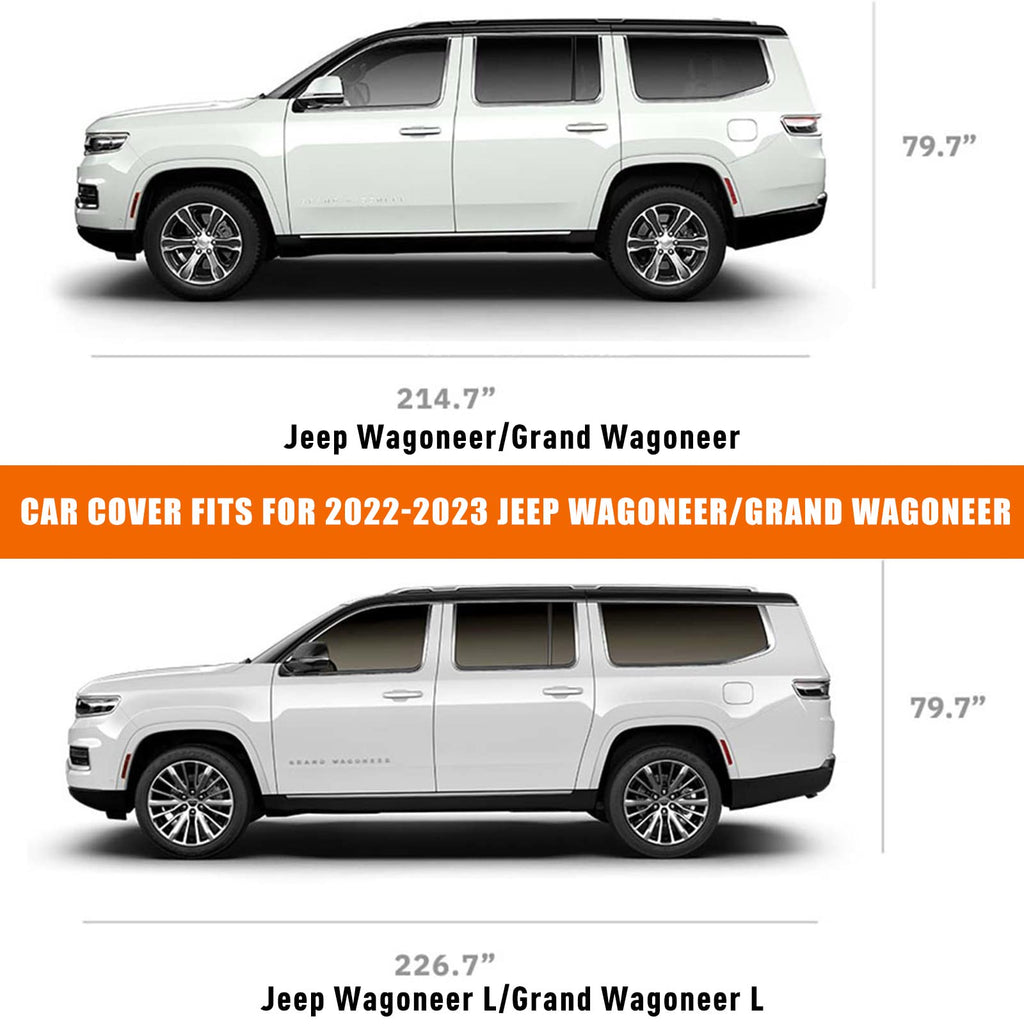 Waterproof Car Cover Replace for 1993-2010 Jeep Grand Cherokee, 6 Layers All Weather Car Cover with Zipper Door & Windproof Bands for Snow Rain Dust Protection