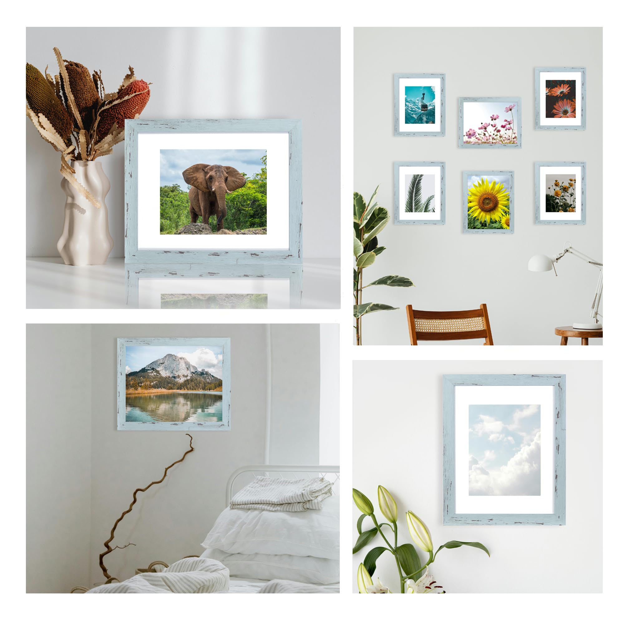 5x7 Picture Frame Gold, Display 5x7 without Mat or 4x6 with Mat, Wall Gallery Photo Frames