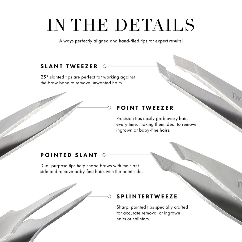 Tweezerman Exclusive 40th Birthday Slant Tweezer - Hair Removal Tweezers, Stainless Steel