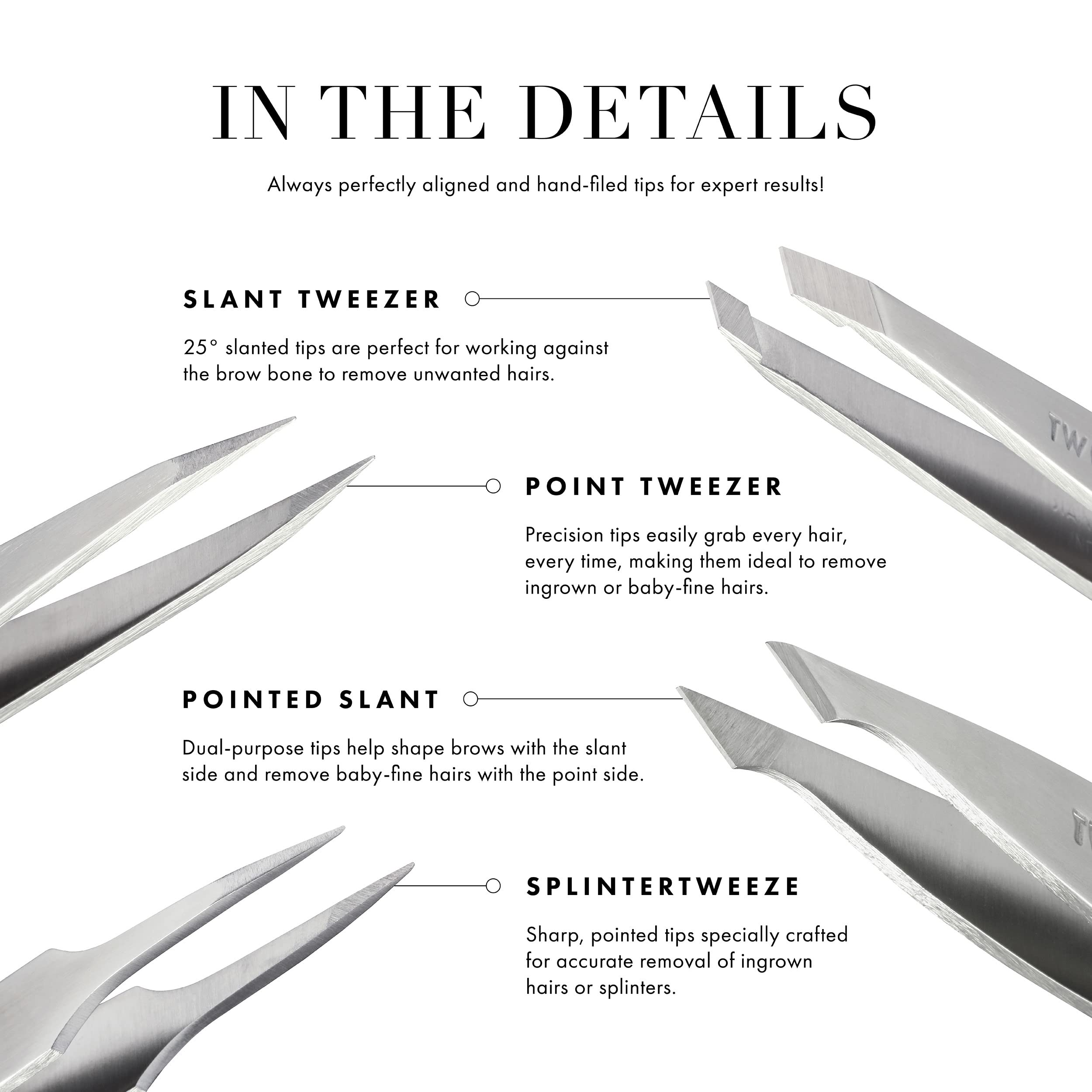 Tweezerman Exclusive 40th Birthday Slant Tweezer - Hair Removal Tweezers, Stainless Steel