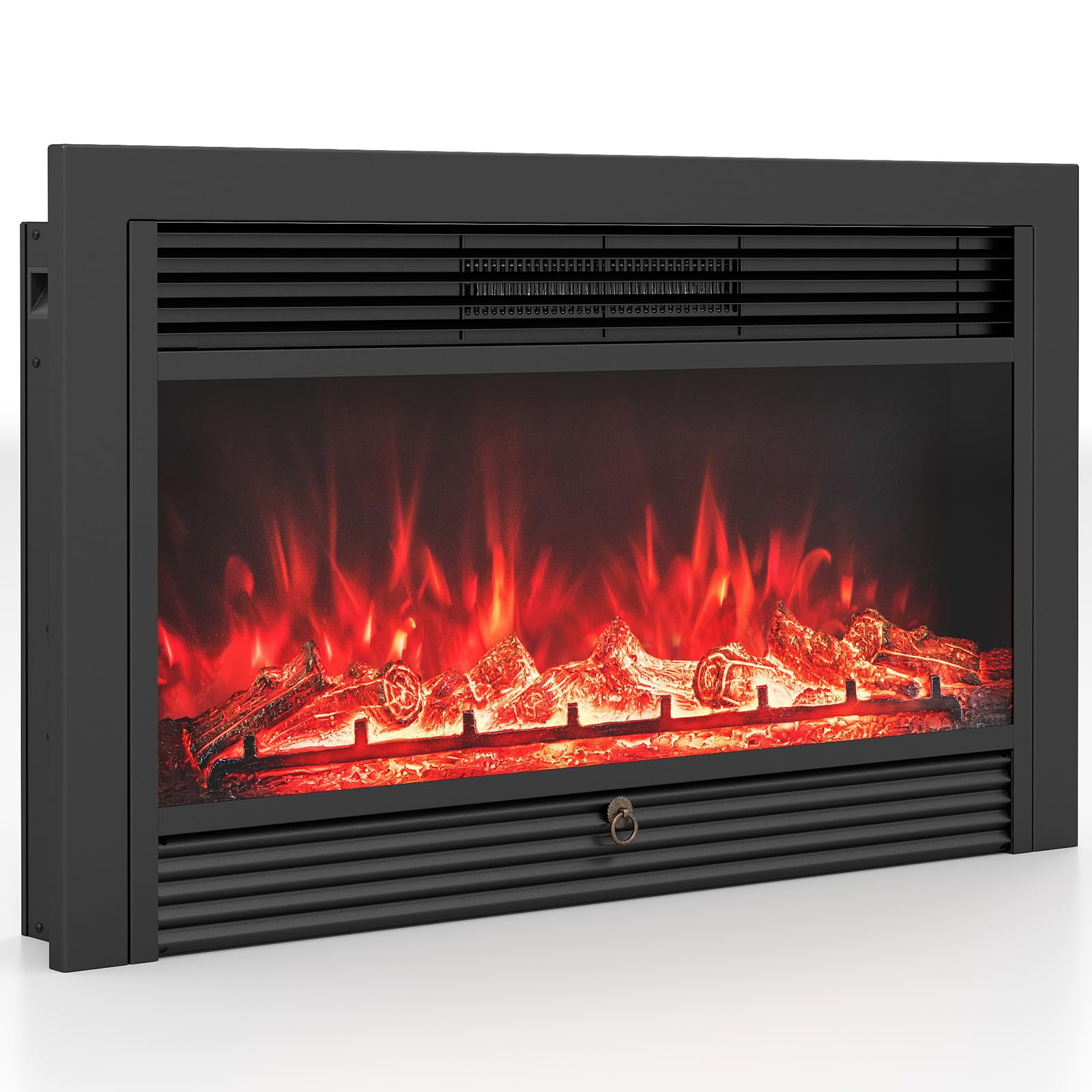 Giantex 18" Electric Fireplace Insert Heater, Wall Recessed/Mounted Fire Places Electric Fireplace with Remote, 2 Modes Heat, 9H Timer, 5 Brightness, 750/1500W Freestanding Fireplace