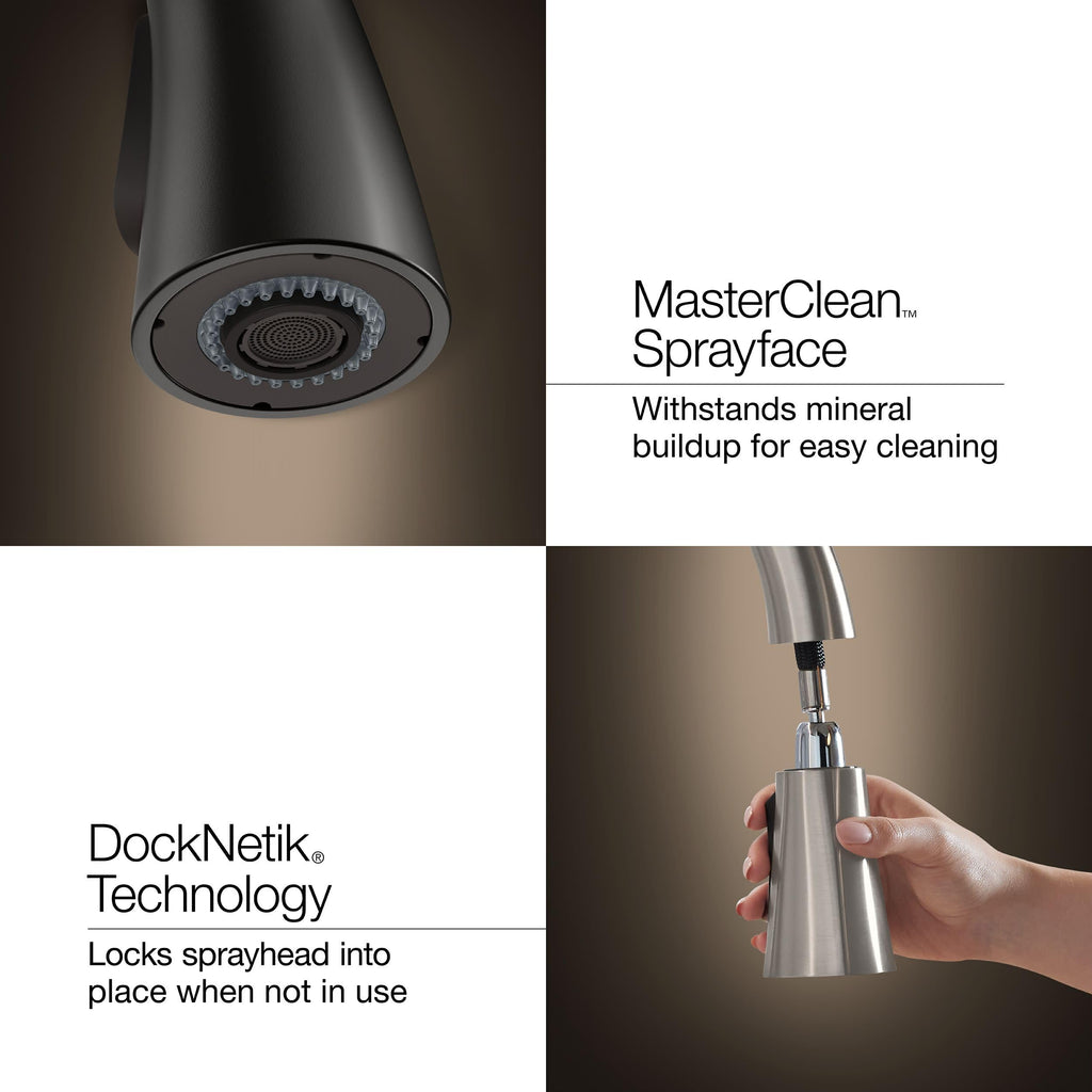 KOHLER 99270-BL Artifacts Wall-Mount Pot Filler, Pot Filler Faucet, Black Pot Filler, Kitchen Sink Pot Filler Faucets, Matte Black
