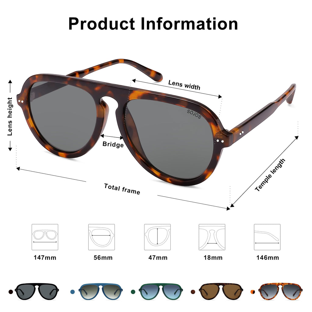 SOJOS Retro Aviator Sunglasses Womens Mens Vintage Plastic Frame Shades Lentes De Sol Para Mujer SJ2255