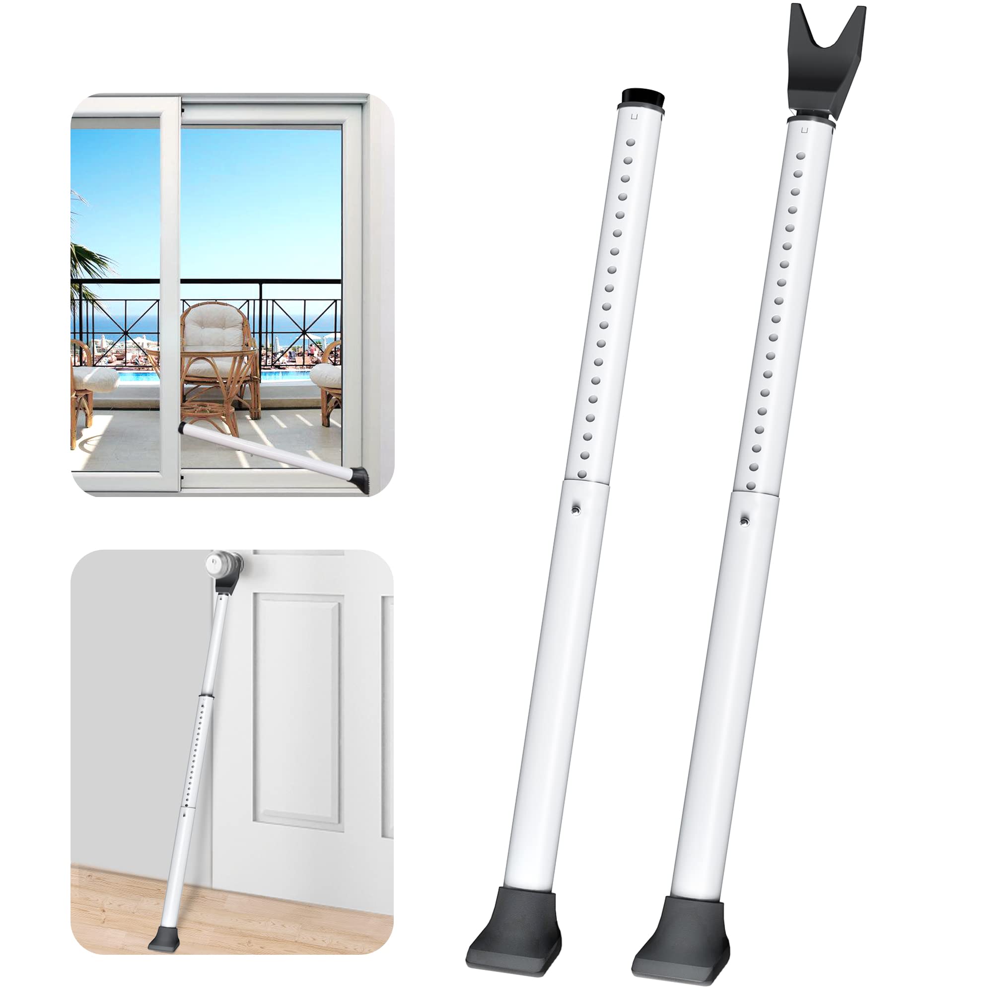 AceMining Upgraded Door Security Bar & Sliding Patio Bar, Heavy Duty Stoppers Adjustable Jammer for Home, Apartment, Travel (1 Pack,Grey)