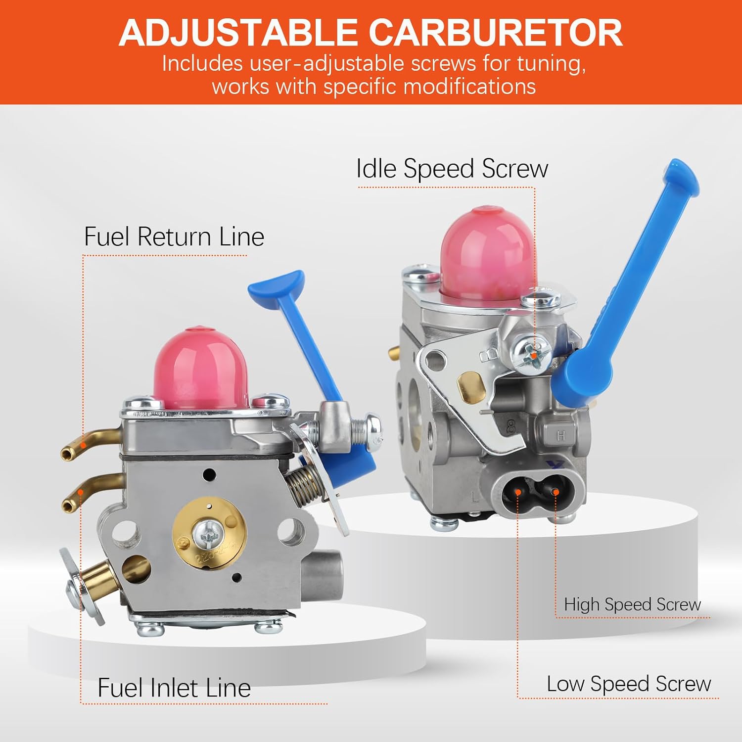 HUZTL 128LD Carburetor Tune Up Kit for Husqvarna 128CD 128L 125L 128LX Gas Trimmer Replaces 545081848 with Air Filter Fuel Line Kit