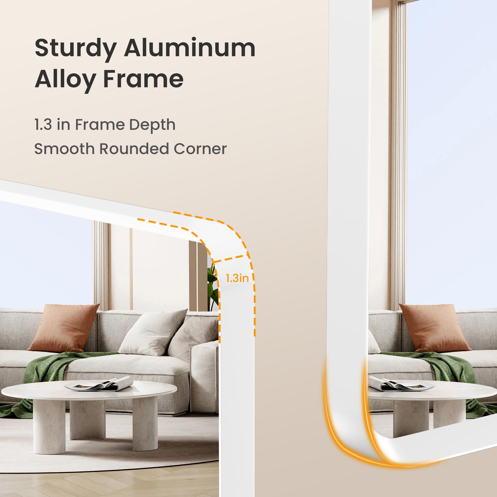 22x30 inch Gold Bathroom Mirror,Rounded Rectangle Gold Metal Framed, HD Tempered Glass, Horizontal or Vertical Hanging, Modern Bathroom Decor