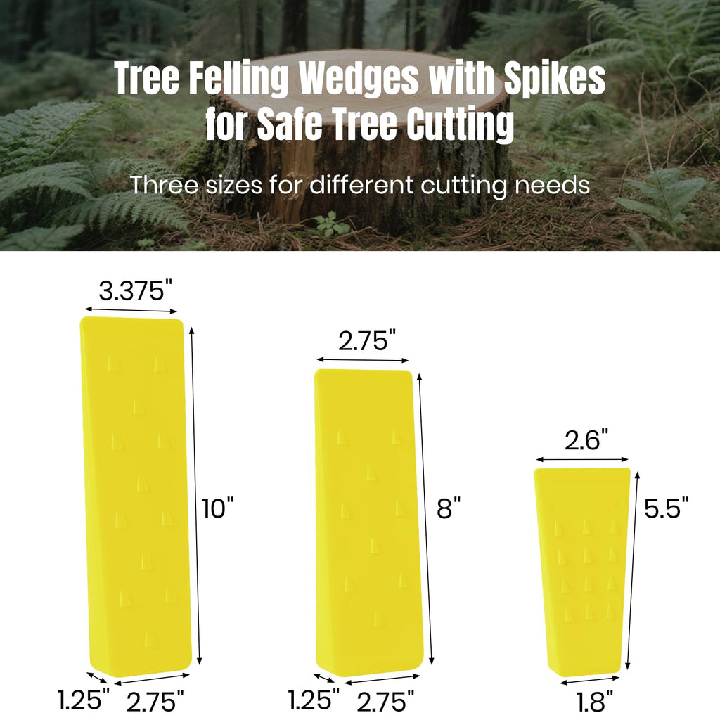 AR-PRO 6 Pack Tree Felling Wedges with Spikes for Safe Tree Cutting – 5.5” Wedges with Storage Bag; 6 Felling Dogs to Guide Trees Stabilize and Safely to Ground for Loggers and Fallers