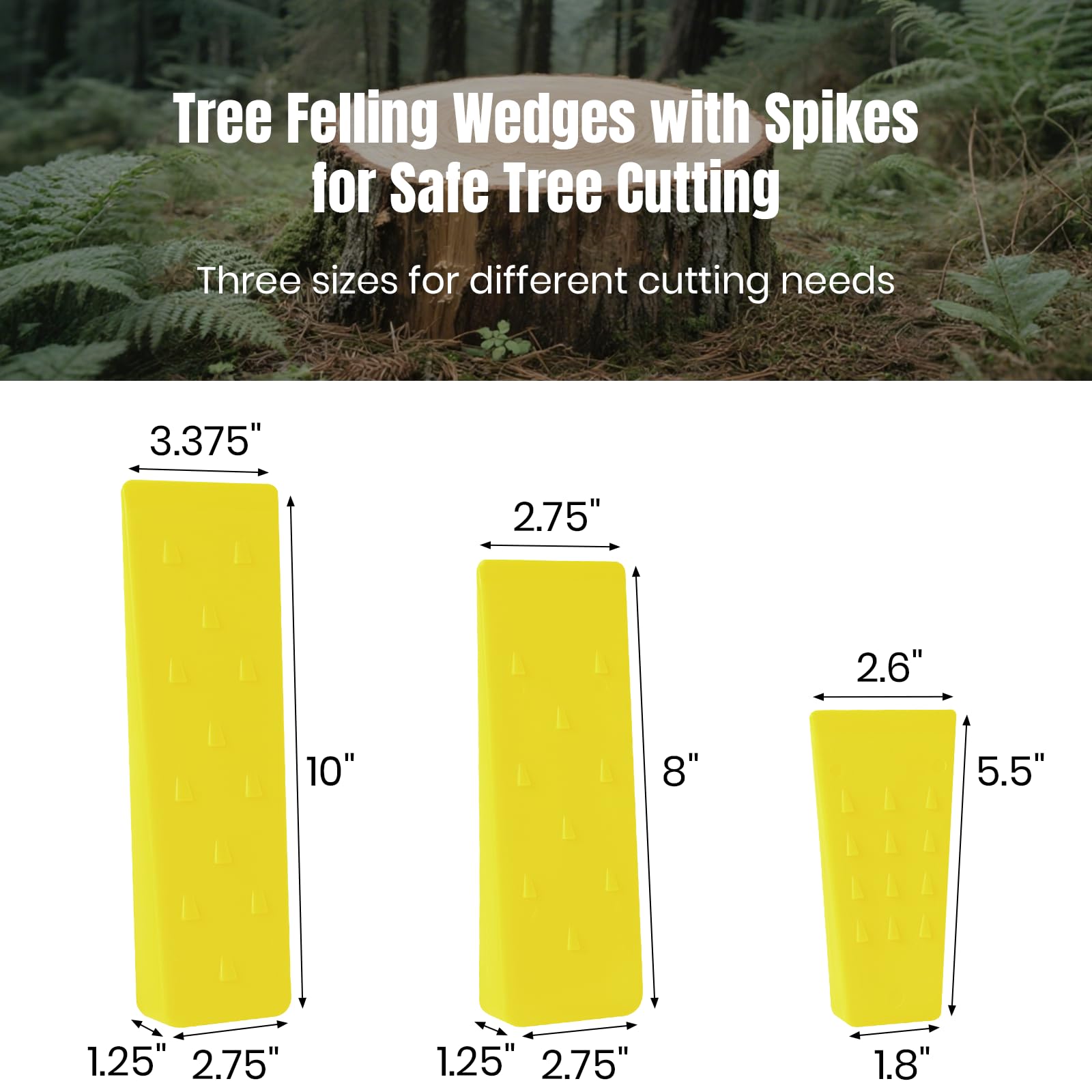 AR-PRO 6 Pack Tree Felling Wedges with Spikes for Safe Tree Cutting – 5.5” Wedges with Storage Bag; 6 Felling Dogs to Guide Trees Stabilize and Safely to Ground for Loggers and Fallers