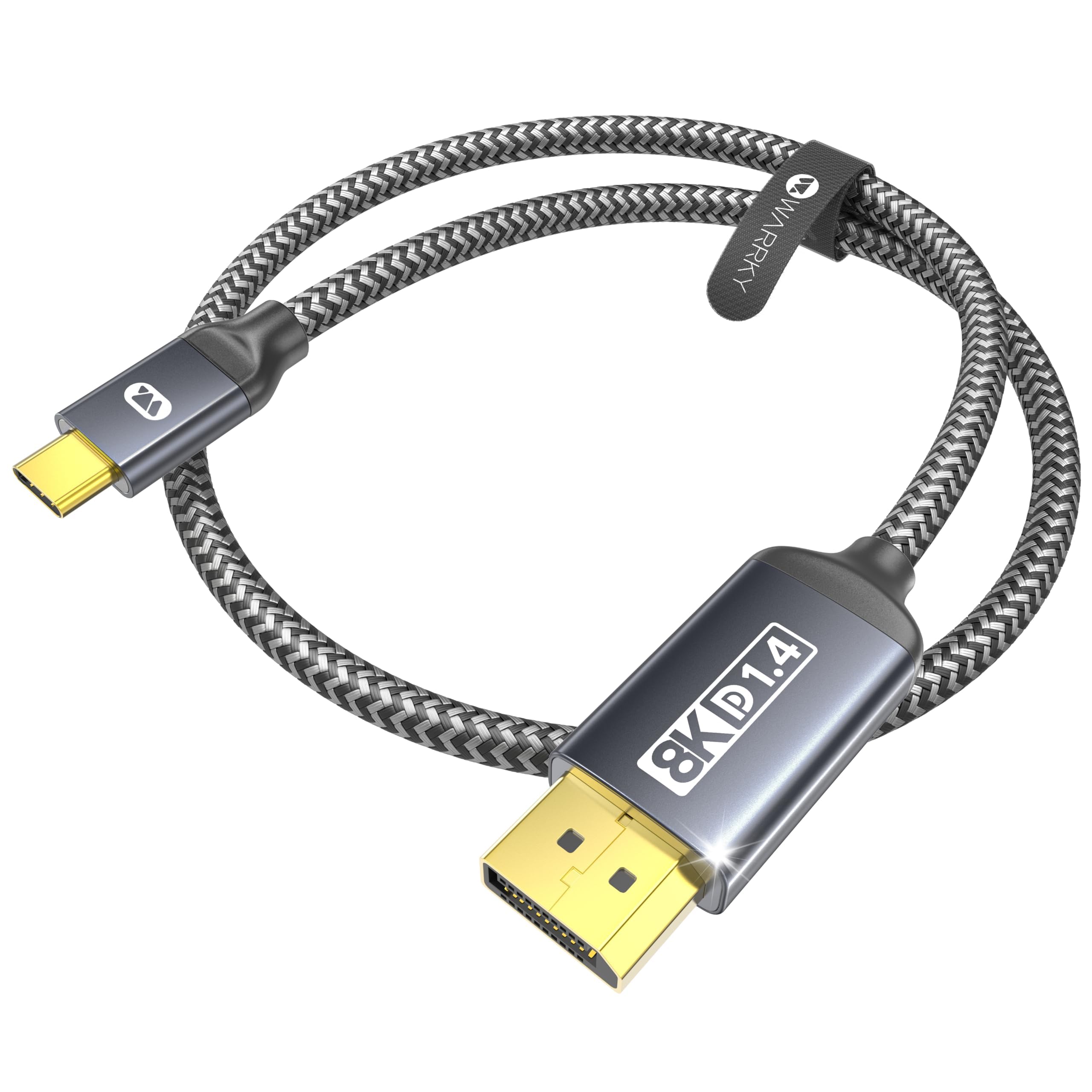 Warrky USB C to DisplayPort Cable for Office and Gaming (8K 60Hz, 4K 240/144Hz) Aluminum Type-C to Display Port (DP) Cord [Thunderbolt 3/4 Compatible] for iPhone 15 Series, iPad, Galaxy -3.3ft