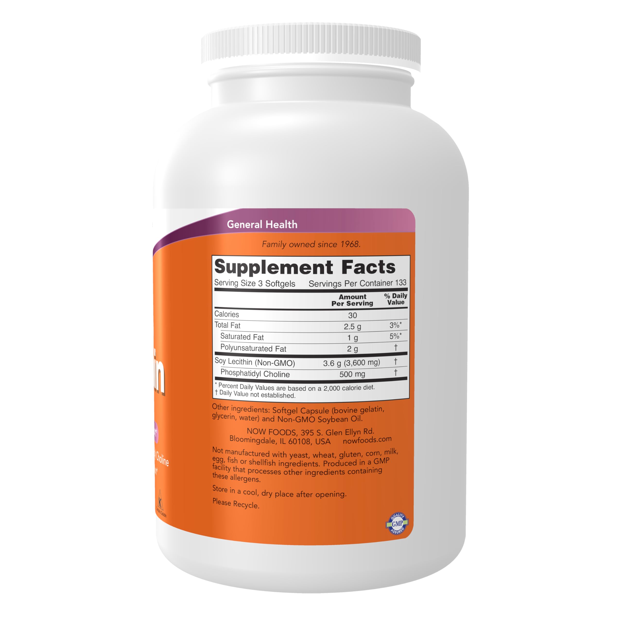 NOW Supplements, Lecithin 1200 mg with naturally occurring Phosphatidyl Choline, 100 Softgels