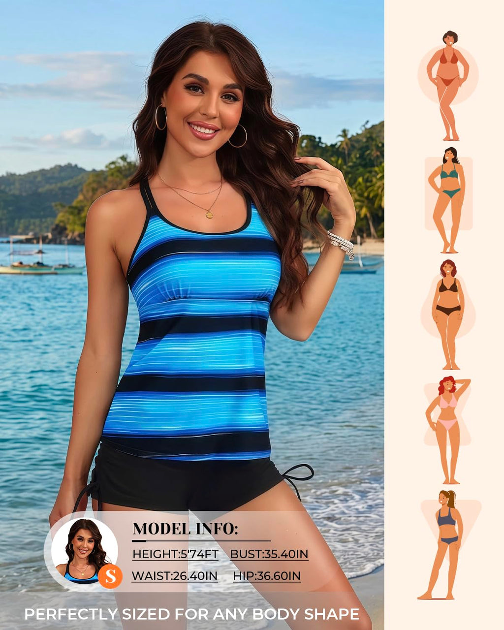 Yonique Women's Tankini Swimsuit - Two Piece Bathing Suits with Shorts Tummy Control Swimwear