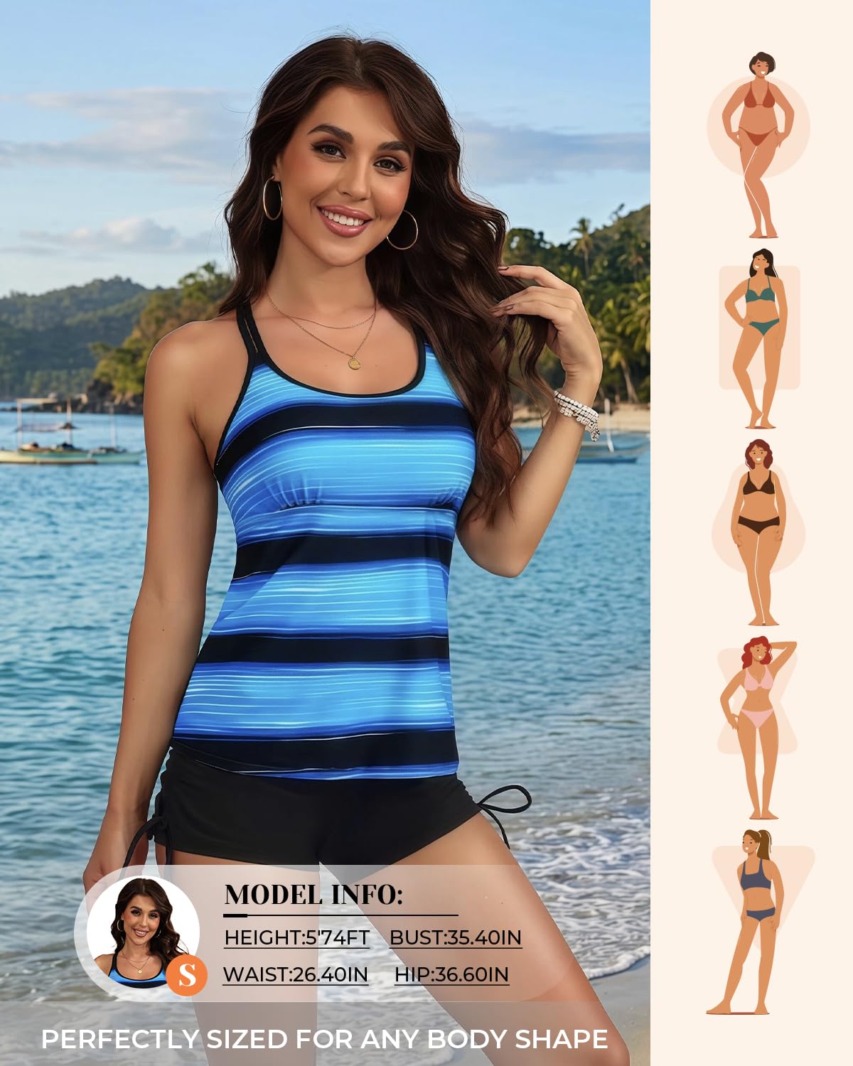 Yonique Women's Tankini Swimsuit - Two Piece Bathing Suits with Shorts Tummy Control Swimwear