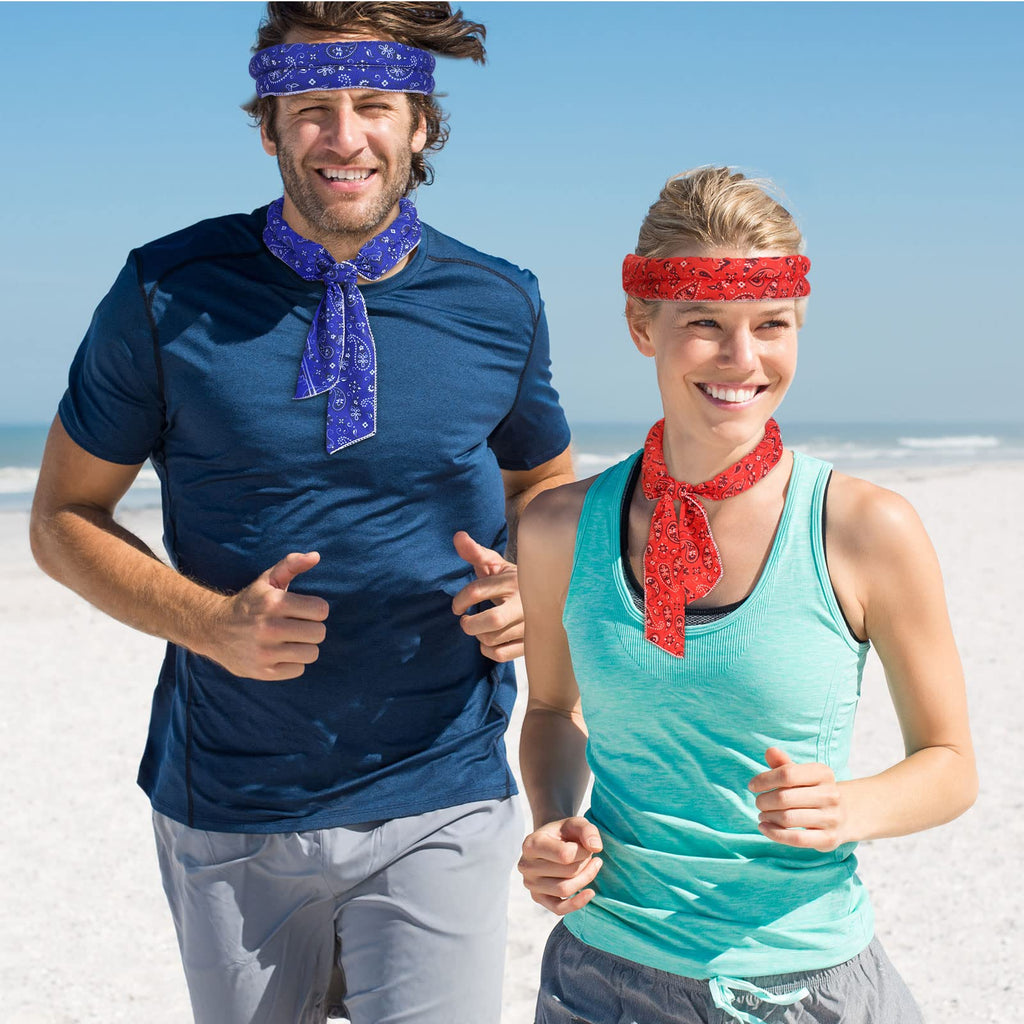 Coume 6 Pack Cooling Neck Wraps Neck Cooler Ice Bandanas Scarf for Hot Weather Summer Ultra Running Walking Riding Women Men