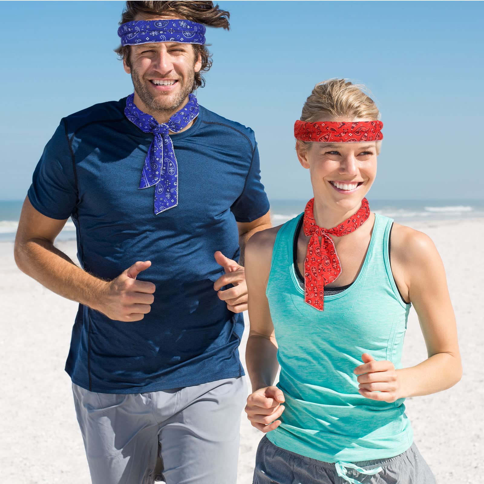 Coume 6 Pack Cooling Neck Wraps Neck Cooler Ice Bandanas Scarf for Hot Weather Summer Ultra Running Walking Riding Women Men
