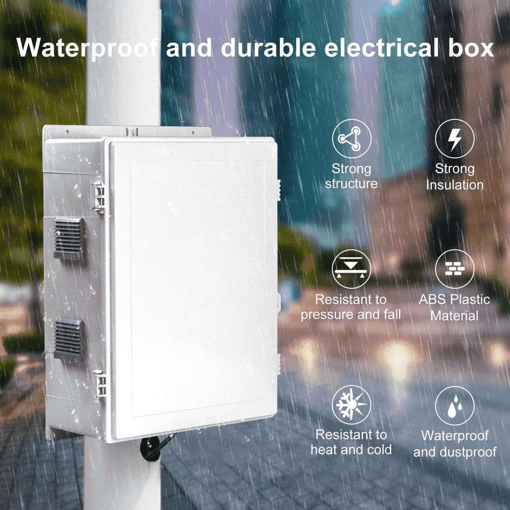 Namunanee Outdoor Electrical Junction Box, ABS Water Resistant Enclosure with Internal Mounting Panel & Hinged Cover, 9.2" H* 7" L* 4.6" W