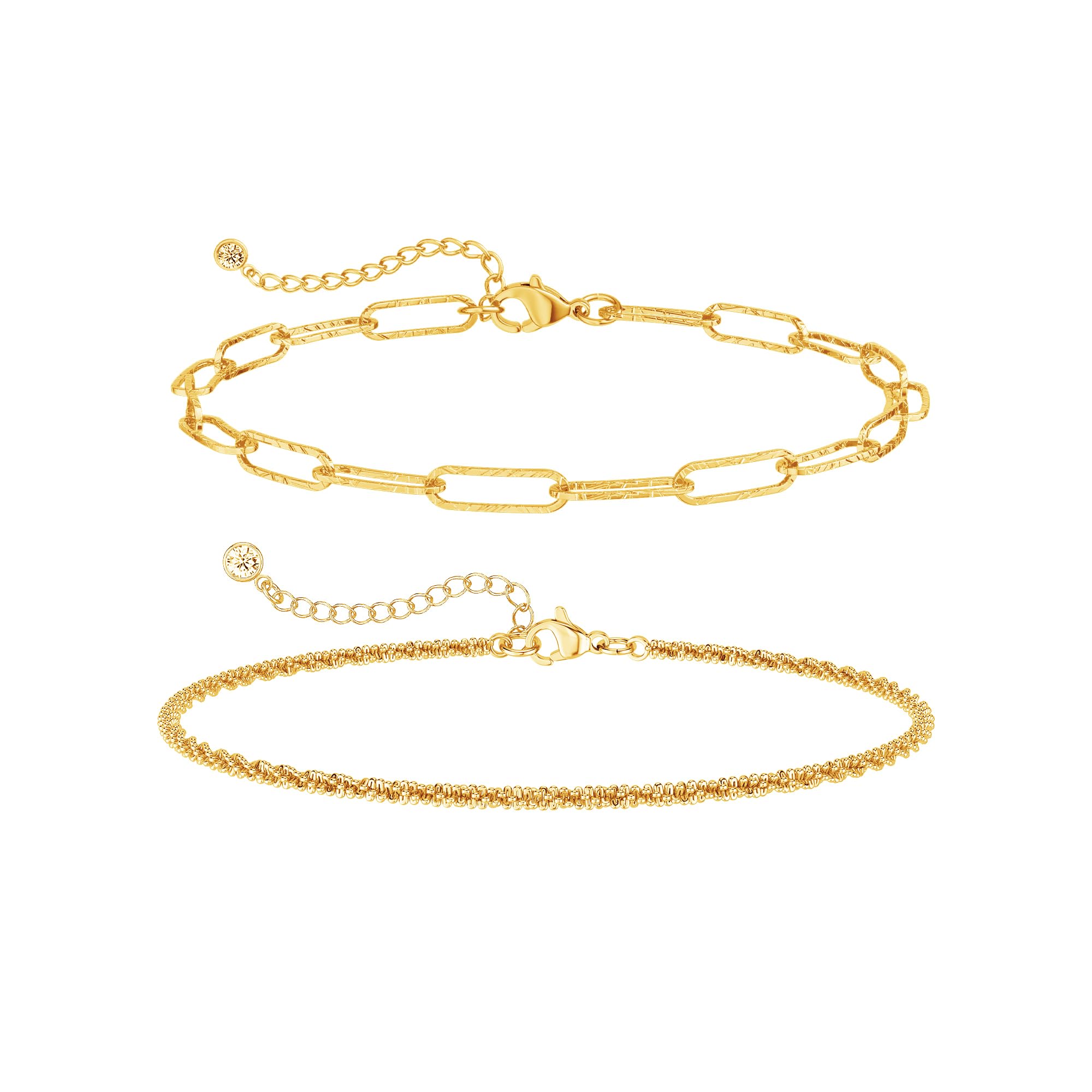 Freekiss Sterling Silver Ankle Bracelets for Women: Dainty Layered Waterproof Anklet for Women Adjustable Womens Anklet Set Stackable Figaro Beaded Cuban Link Anklets Beach Jewelry for Women