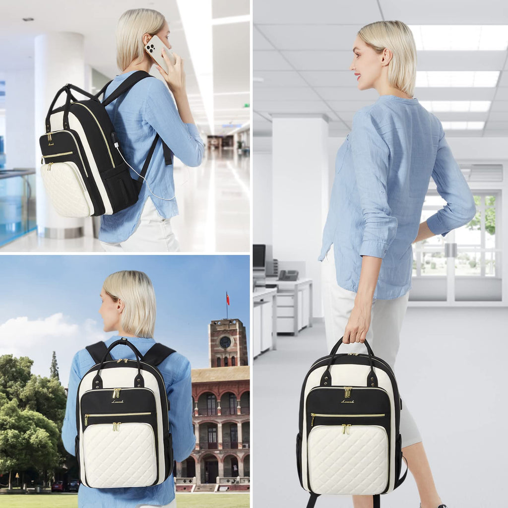 LOVEVOOK Laptop Backpack for Women, Water Resistant Travel Work Backpacks Purse College Business Teacher Nurse Computer bag with USB Charging Port