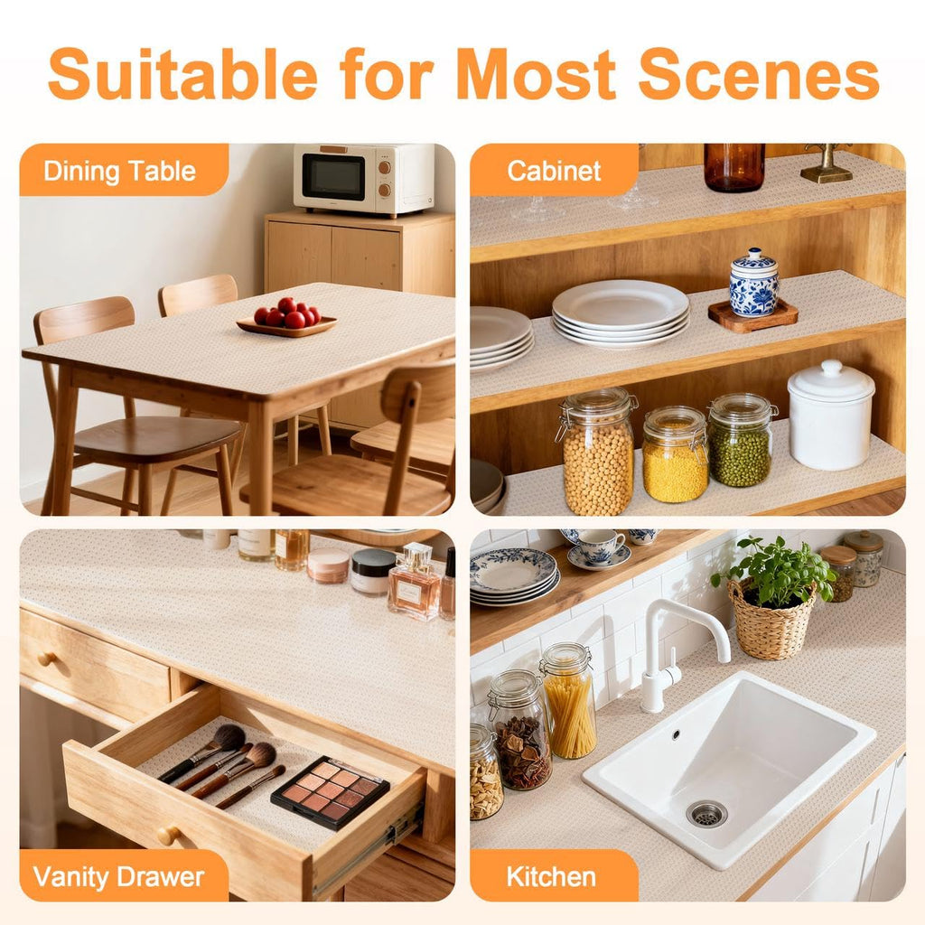 FEXIA Shelf Liner for Kitchen Cabinets Drawer Non Adhesive Non-Slip Liner 12 Inches x 20 FT Waterproof & Oil-Proof Durable Material Fridge Liner for Shelves