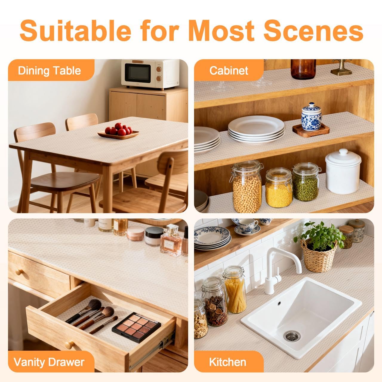 FEXIA Shelf Liner for Kitchen Cabinets Drawer Non Adhesive Non-Slip Liner 12 Inches x 20 FT Waterproof & Oil-Proof Durable Material Fridge Liner for Shelves