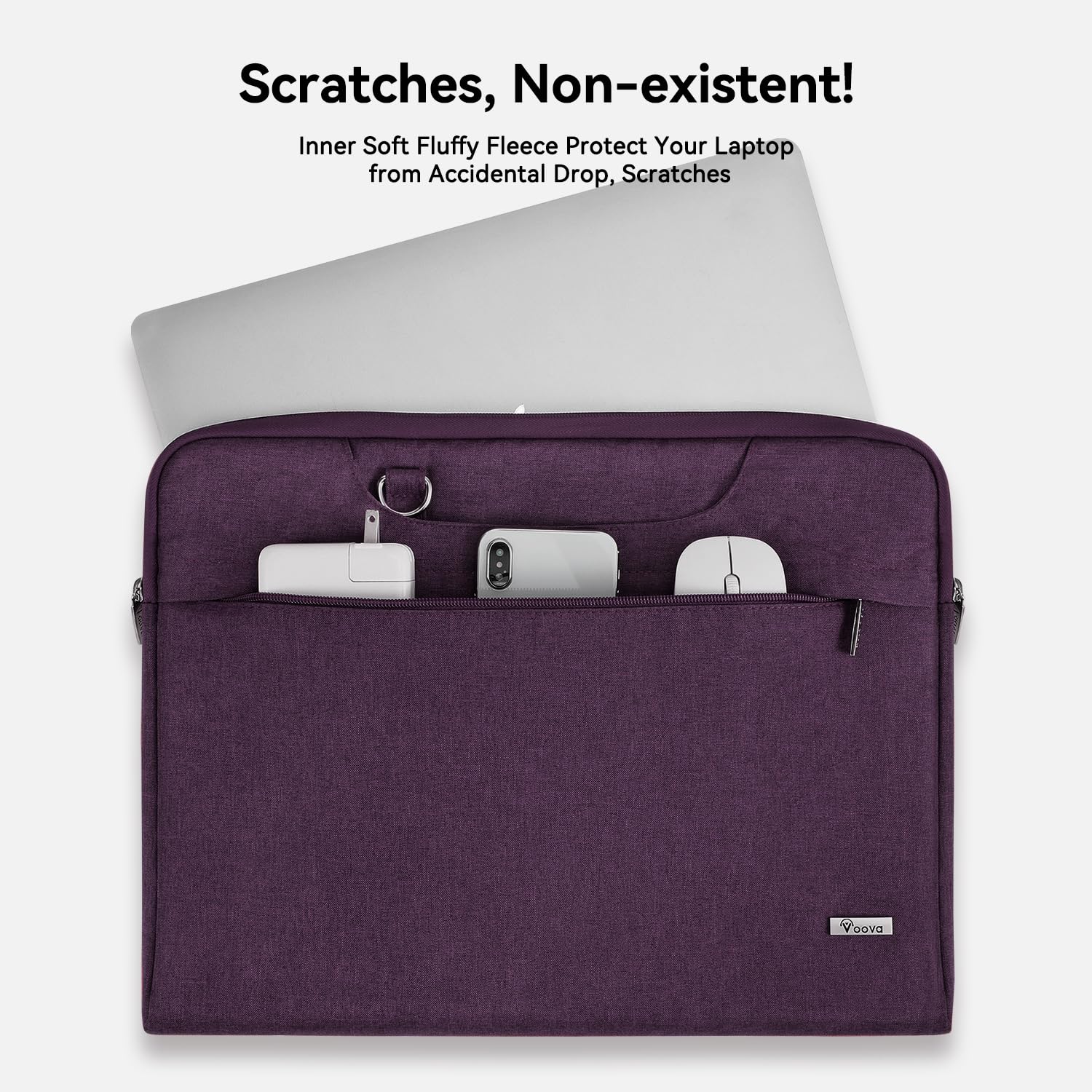 Voova Laptop Bag 13 14 Inch, Waterproof Computer Sleeve Carrying Case with Shoulder Straps & Handle Compatible with Macbook Air 13 M2/M3/M4, MacBook Pro 13/14, HP Dell Lenovo Chromebook 14, Black