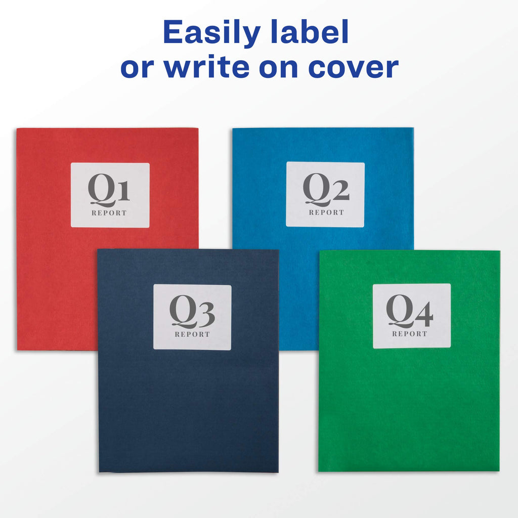 Avery Two Pocket Folders, Holds up to 40 Sheets, Business Card Slot, Ideal for Portfolios, Presentations and School, Dark Blue, Box of 25 (47985)