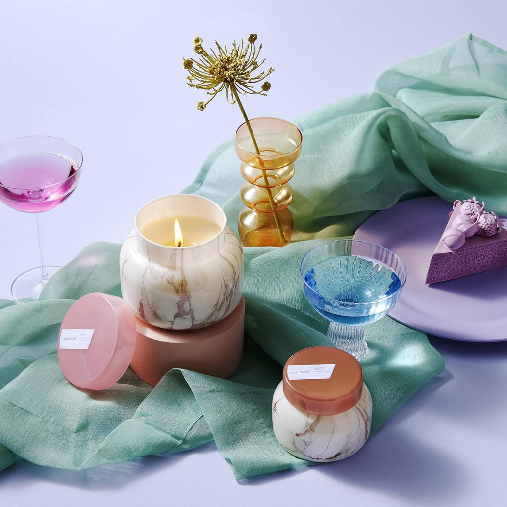 Capri Blue Modern Marble Jar Candles - Luxury Candles for Home Scented - Long Lasting Soy Wax Blend (Aloha Orchid, 8 oz)